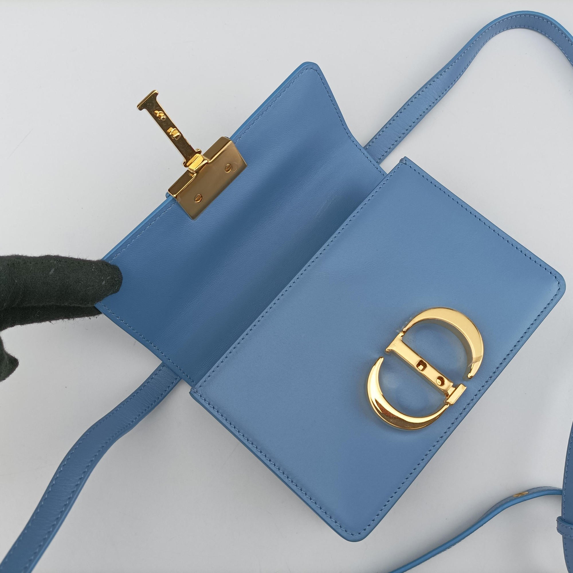 Vintage Christian Dior 30 Montaigne Blue Leather  shoulderbag | stylenewstar