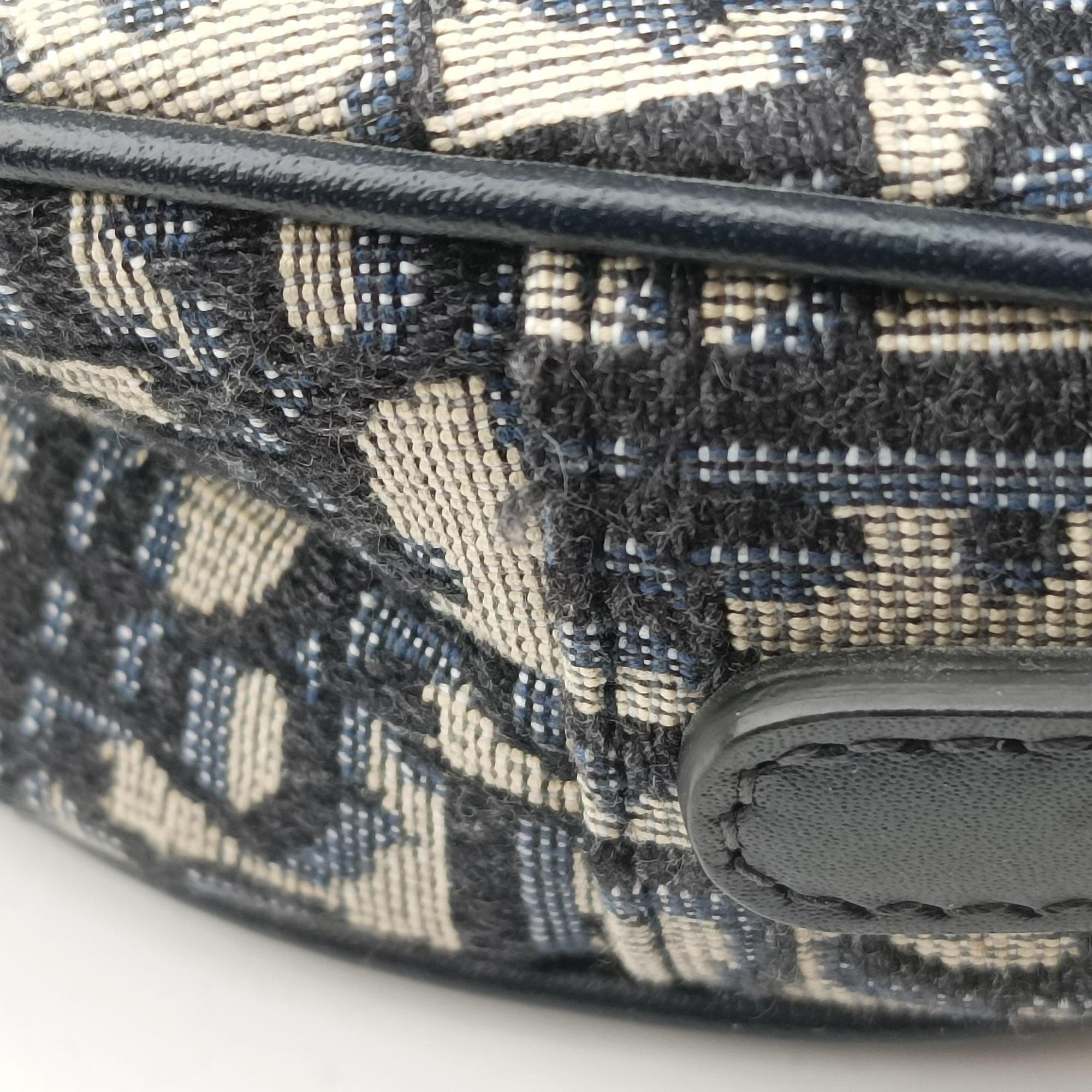 Pre-owned Christian Dior Saddle Navy Jacquard × Leather  handbag | stylenewstar