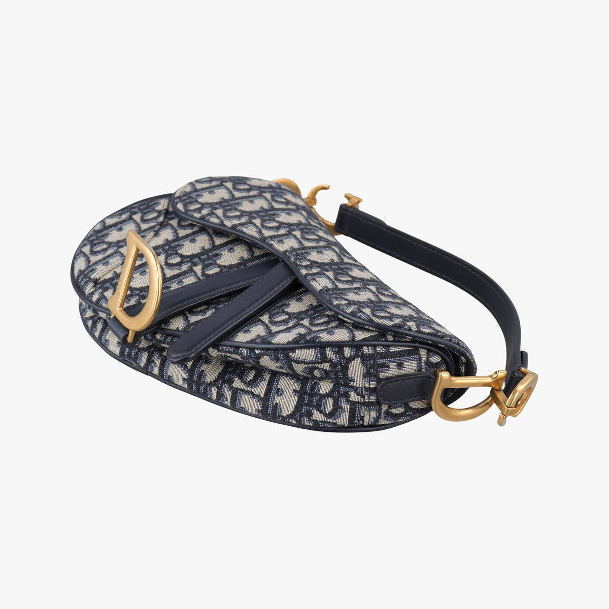 Pre-owned Christian Dior Saddle Navy Jacquard × Leather  handbag | stylenewstar