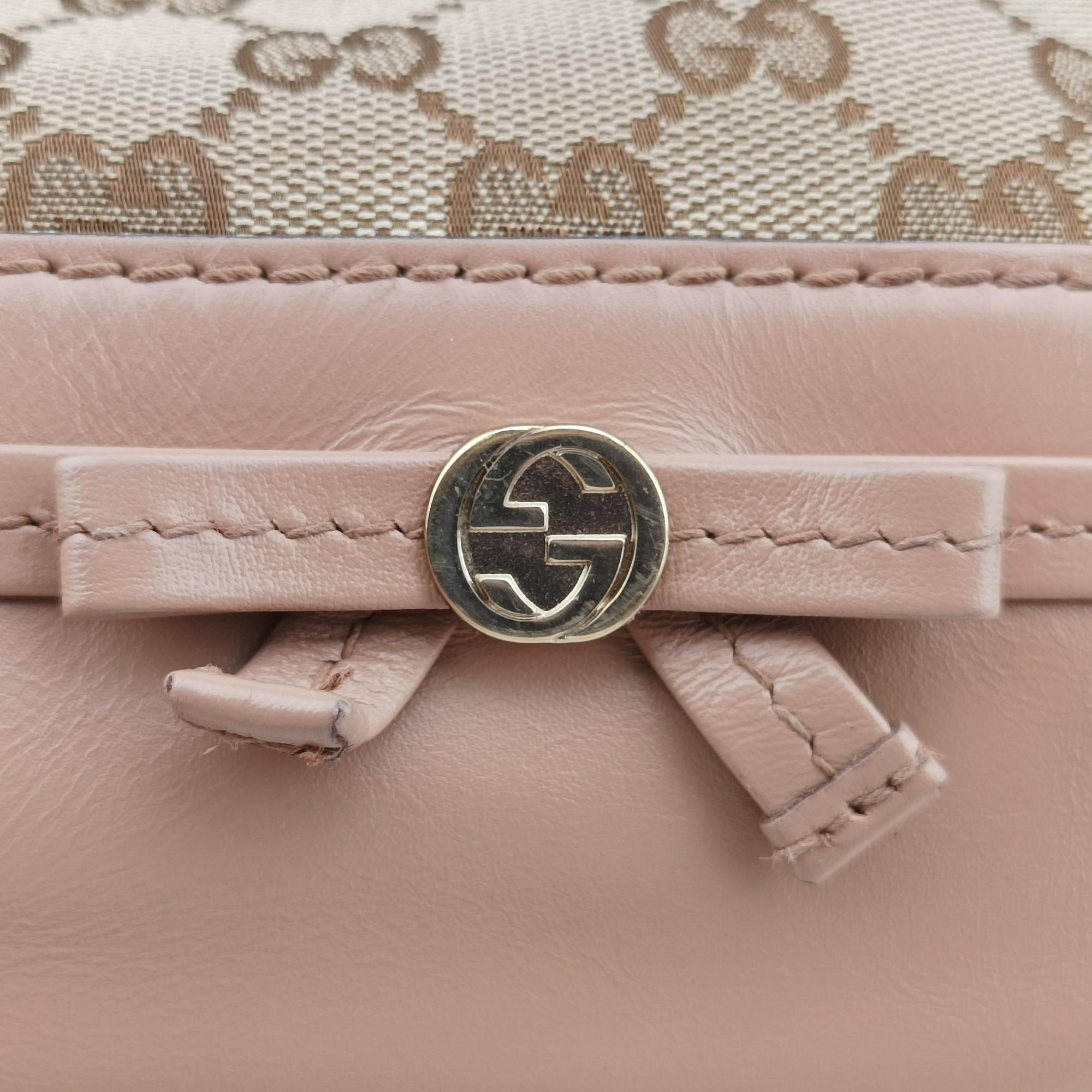 Vintage Gucci Mayfair Bow Tote Beige×pink Canvas×Leather 269894 shoulderbag | stylenewstar