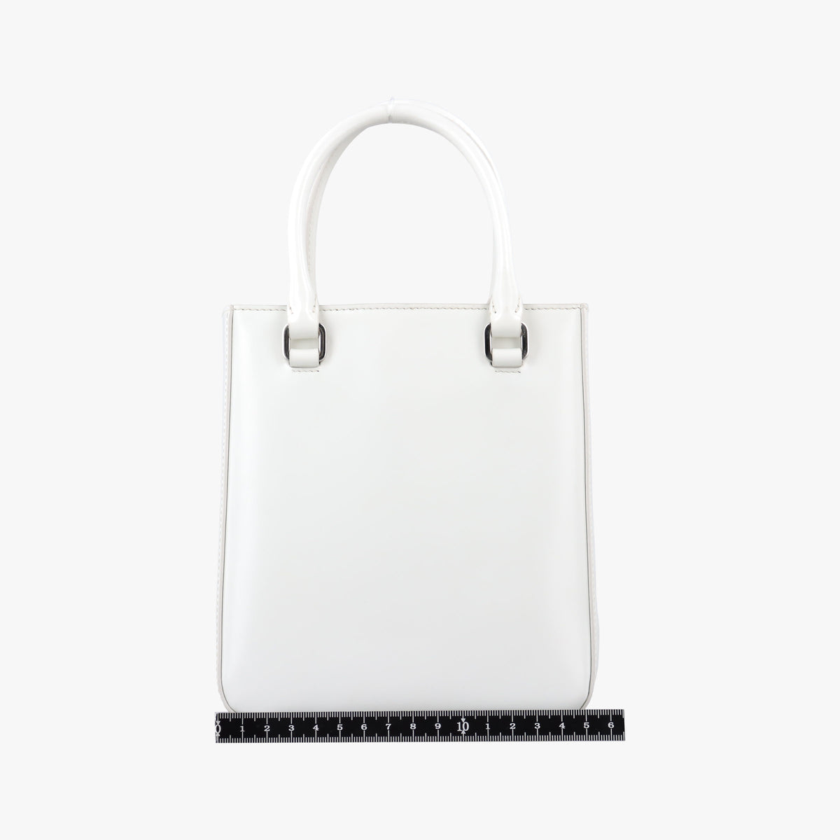 Pre-owned Prada Mirror Tote White Leather 1BA331 shoulderbag | stylenewstar
