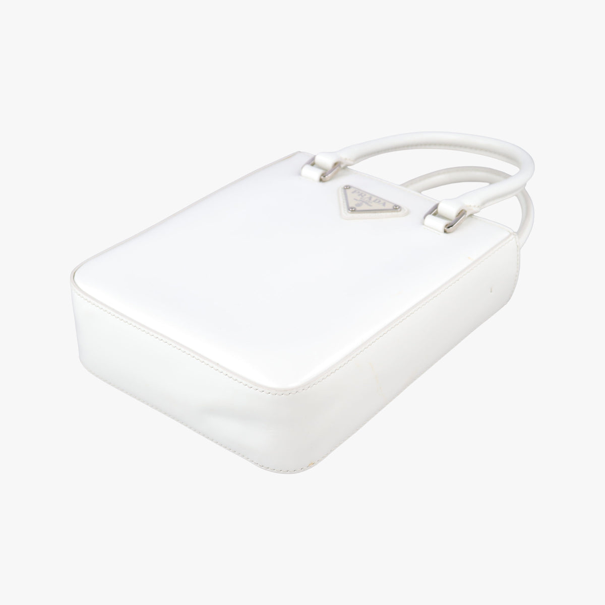 Pre-owned Prada Mirror Tote White Leather 1BA331 shoulderbag | stylenewstar
