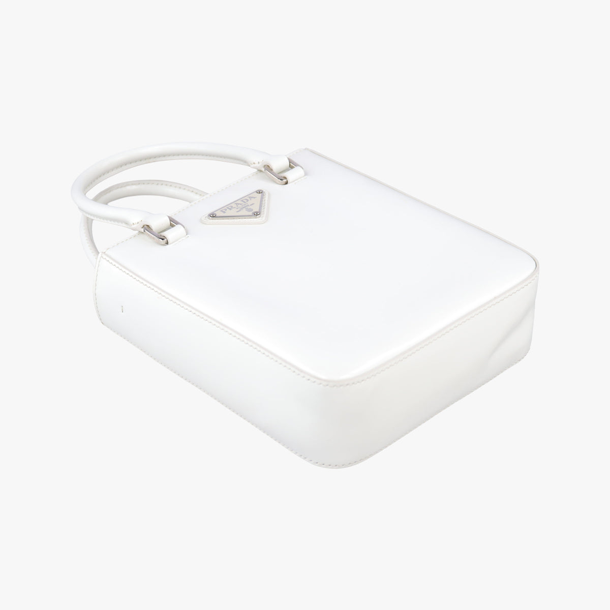 Pre-owned Prada Mirror Tote White Leather 1BA331 shoulderbag | stylenewstar