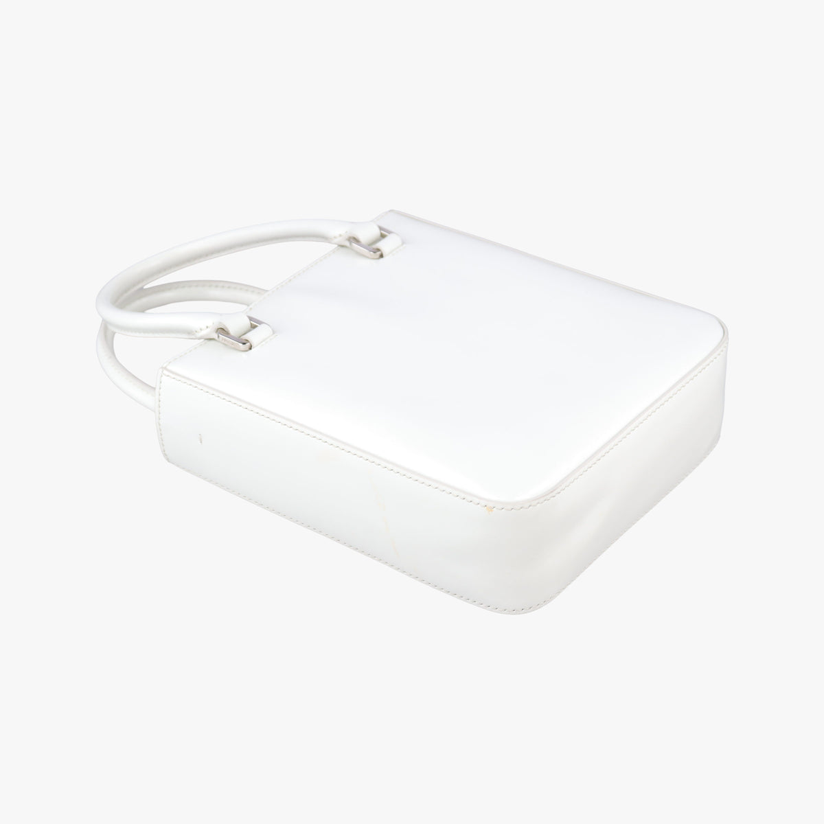 Pre-owned Prada Mirror Tote White Leather 1BA331 shoulderbag | stylenewstar