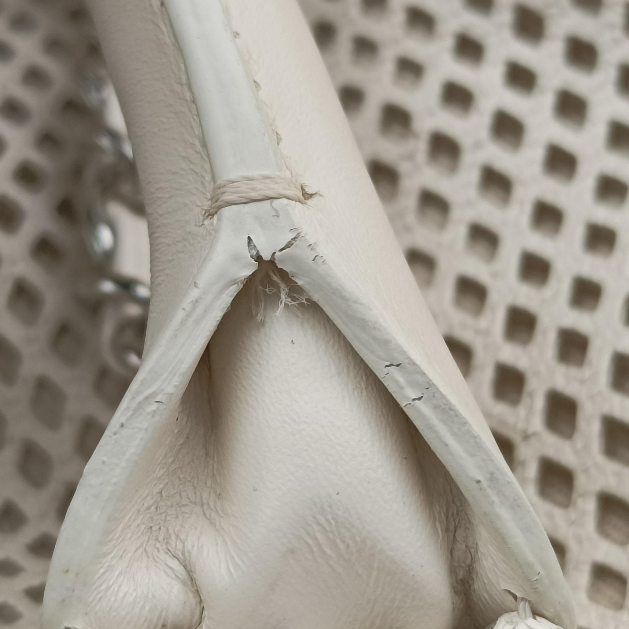 Pre-owned Chanel Up in the Air Perforated French Riviera  White lambskin A67654 shoulderbag | stylenewstar