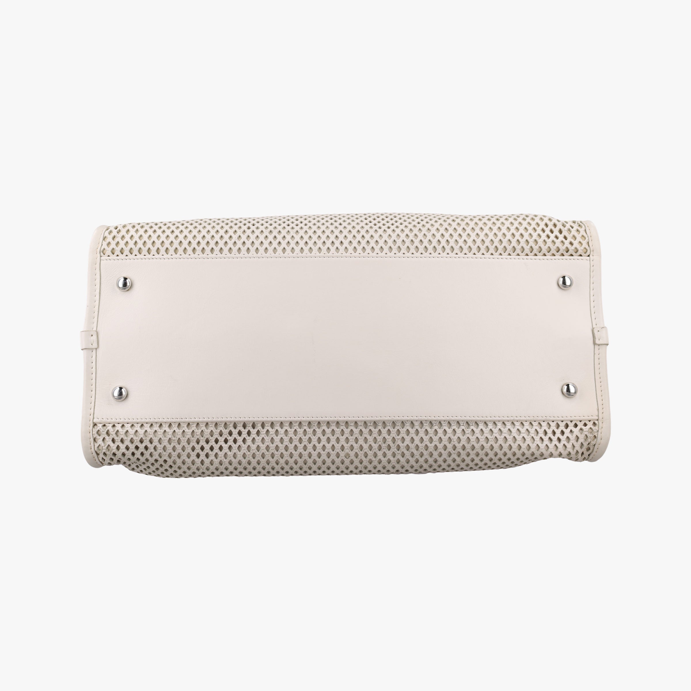 Pre-owned Chanel Up in the Air Perforated French Riviera  White lambskin A67654 shoulderbag | stylenewstar