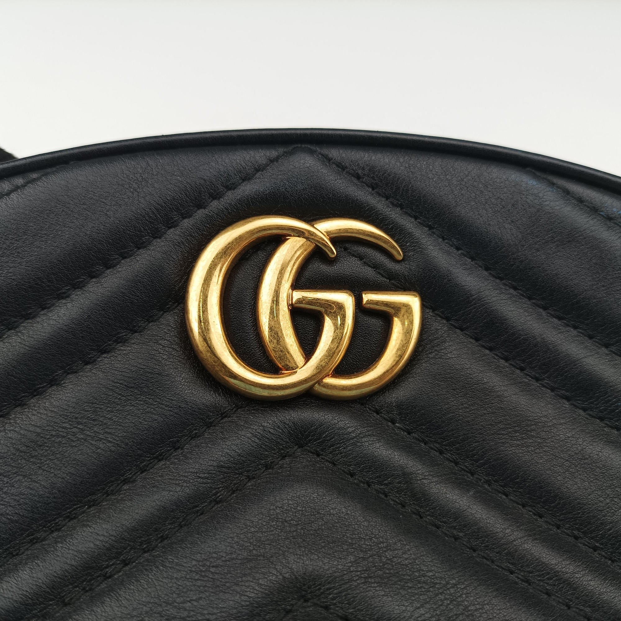 Secondhand Gucci GG Marmont Black Leather 476434 bum bag/waist bag | stylenewstar