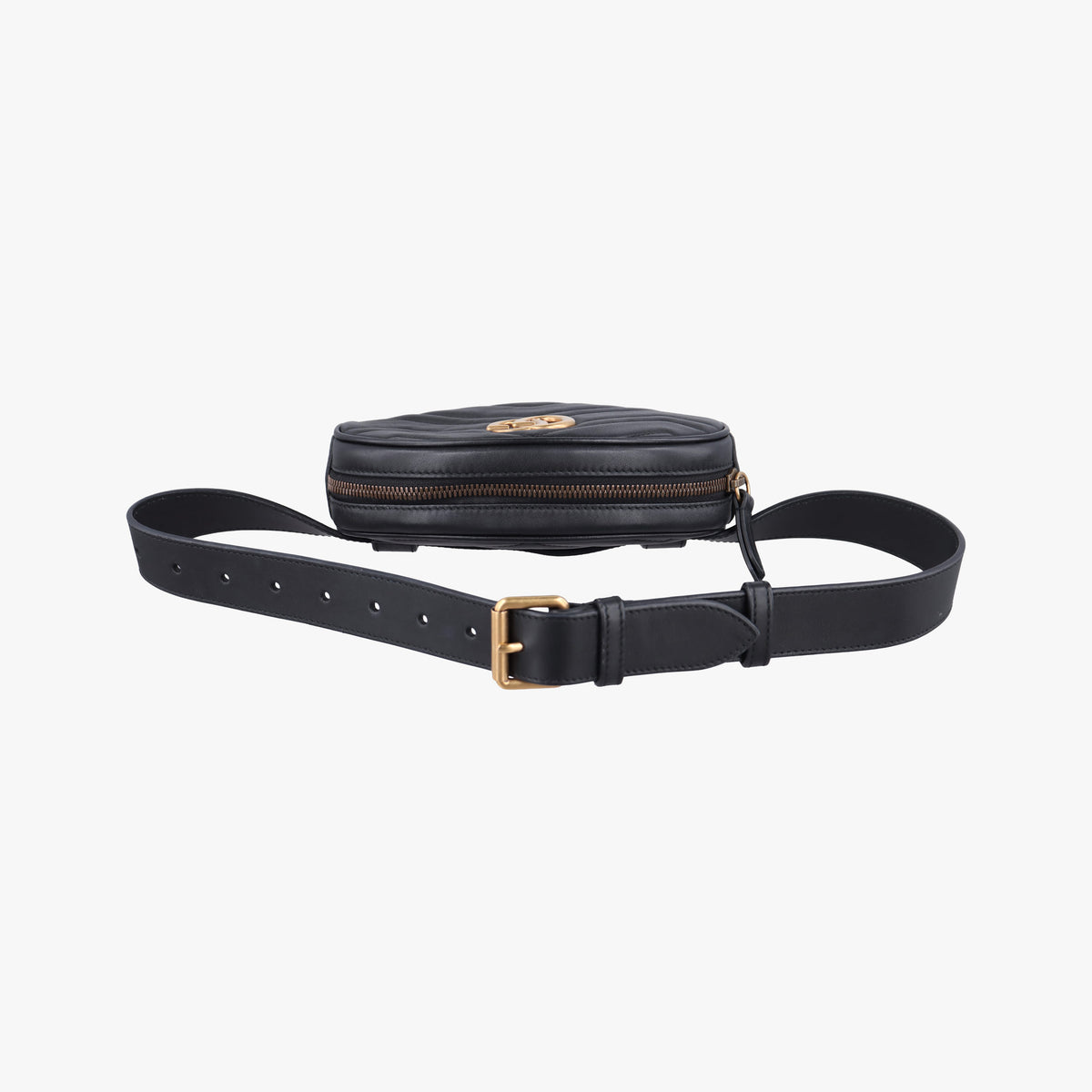 Secondhand Gucci GG Marmont Black Leather 476434 bum bag/waist bag | stylenewstar