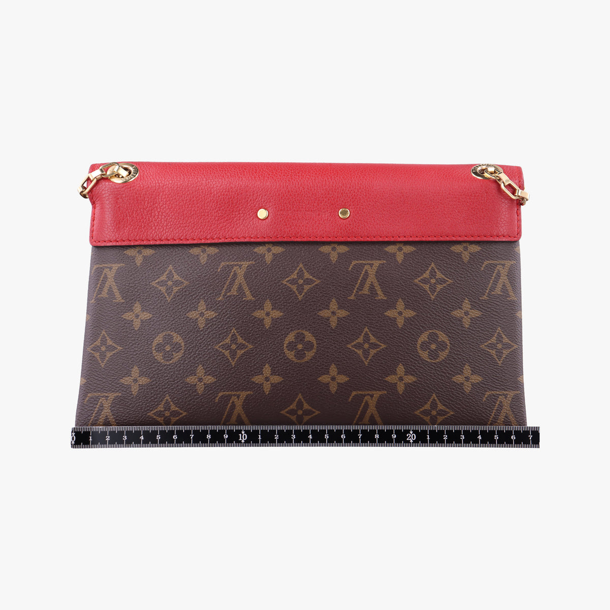 Pre-owned Louis Vuitton PALLAS Chain Brown×CERISE Monogram Canvas×calf leather M41201 shoulderbag | stylenewstar