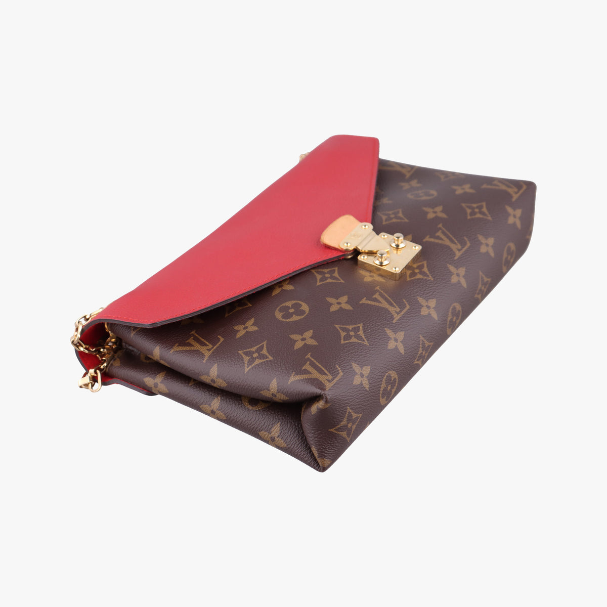 Pre-owned Louis Vuitton PALLAS Chain Brown×CERISE Monogram Canvas×calf leather M41201 shoulderbag | stylenewstar