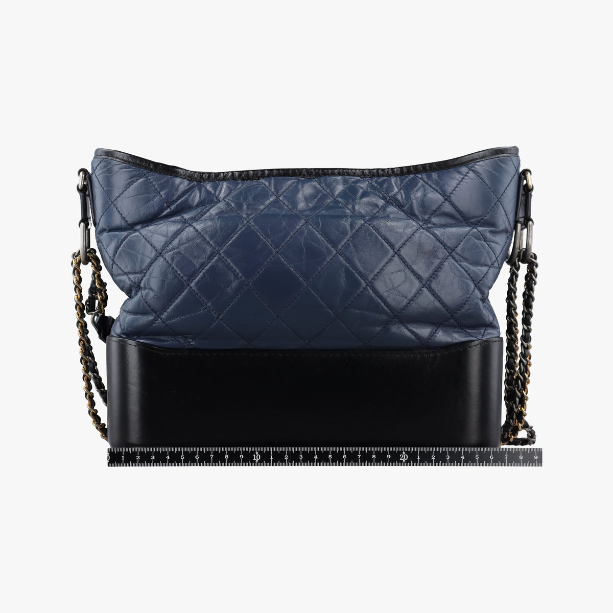 Pre-owned Chanel GABRIELLE Black×navy Leather A93824 shoulderbag | stylenewstar