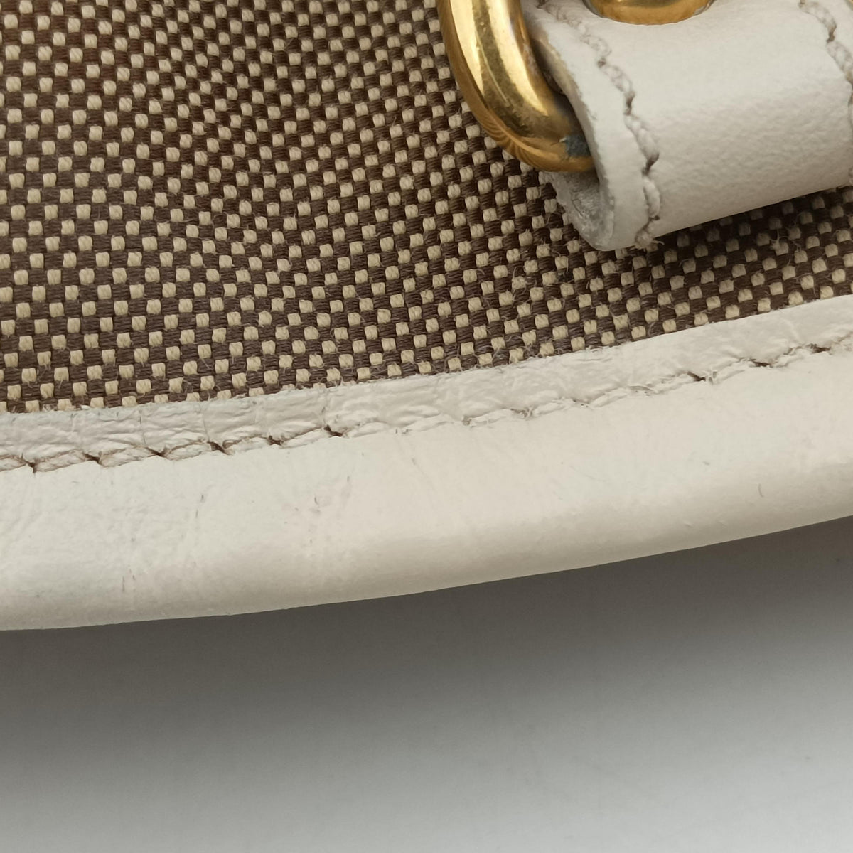 Vintage Prada Canapa Logo khaki×White Canvas×Leather BN2832 handbag | stylenewstar