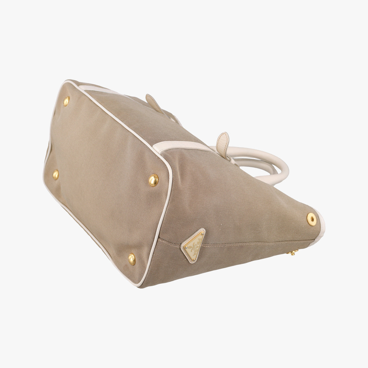 Vintage Prada Canapa Logo khaki×White Canvas×Leather BN2832 handbag | stylenewstar
