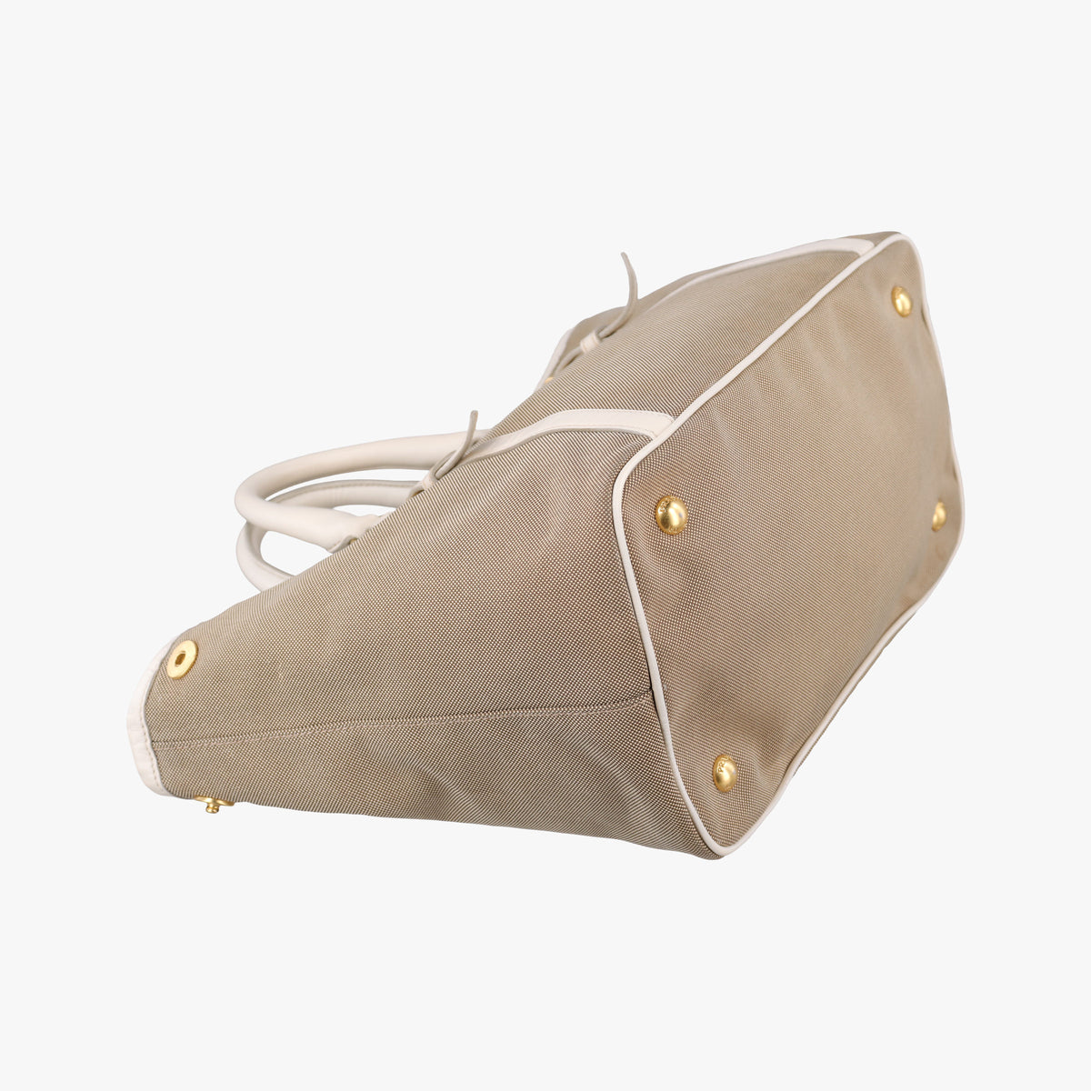 Vintage Prada Canapa Logo khaki×White Canvas×Leather BN2832 handbag | stylenewstar