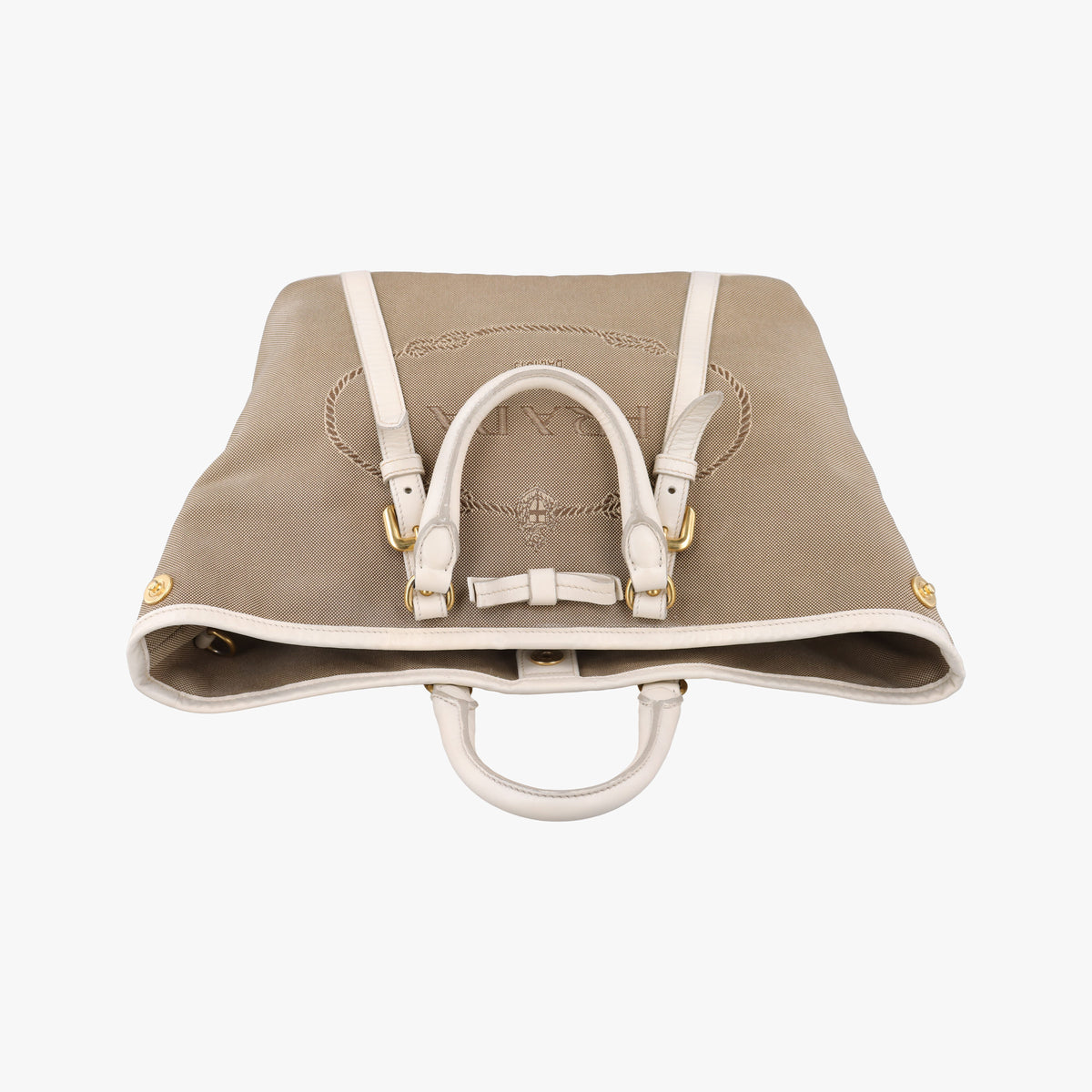 Vintage Prada Canapa Logo khaki×White Canvas×Leather BN2832 handbag | stylenewstar