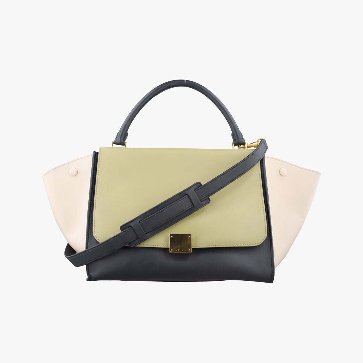 Pre-owned Celine Trapeze Green×Black×White leather  shoulderbag | stylenewstar