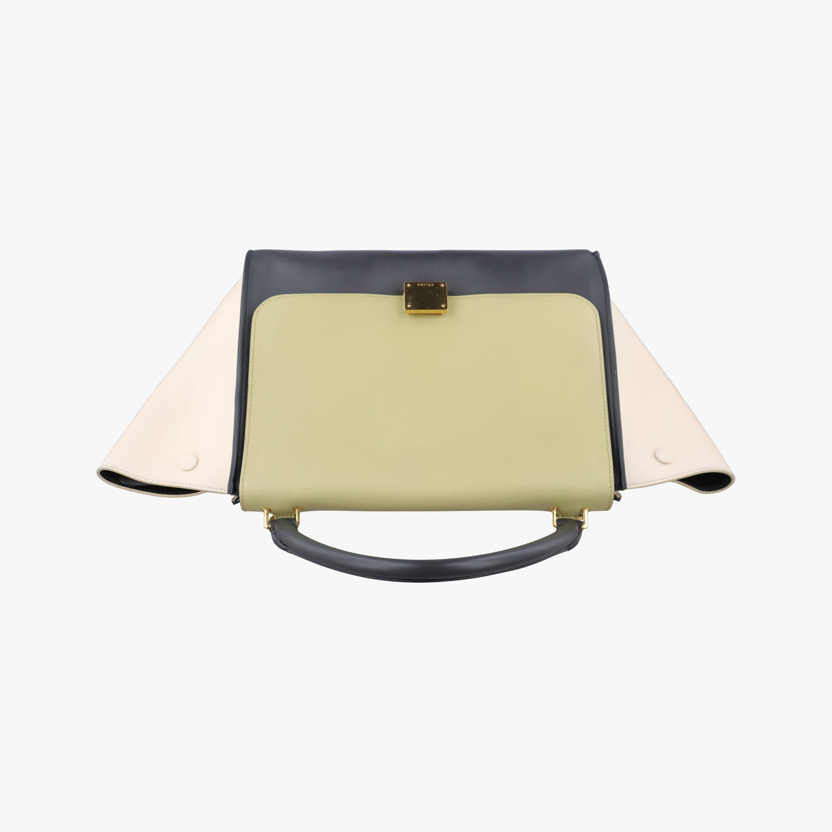 Pre-owned Celine Trapeze Green×Black×White leather  shoulderbag | stylenewstar