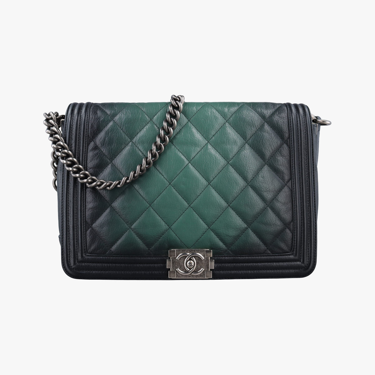 Vintage Chanel BOY CHANEL Black × Green Leather A92005 shoulderbag | stylenewstar