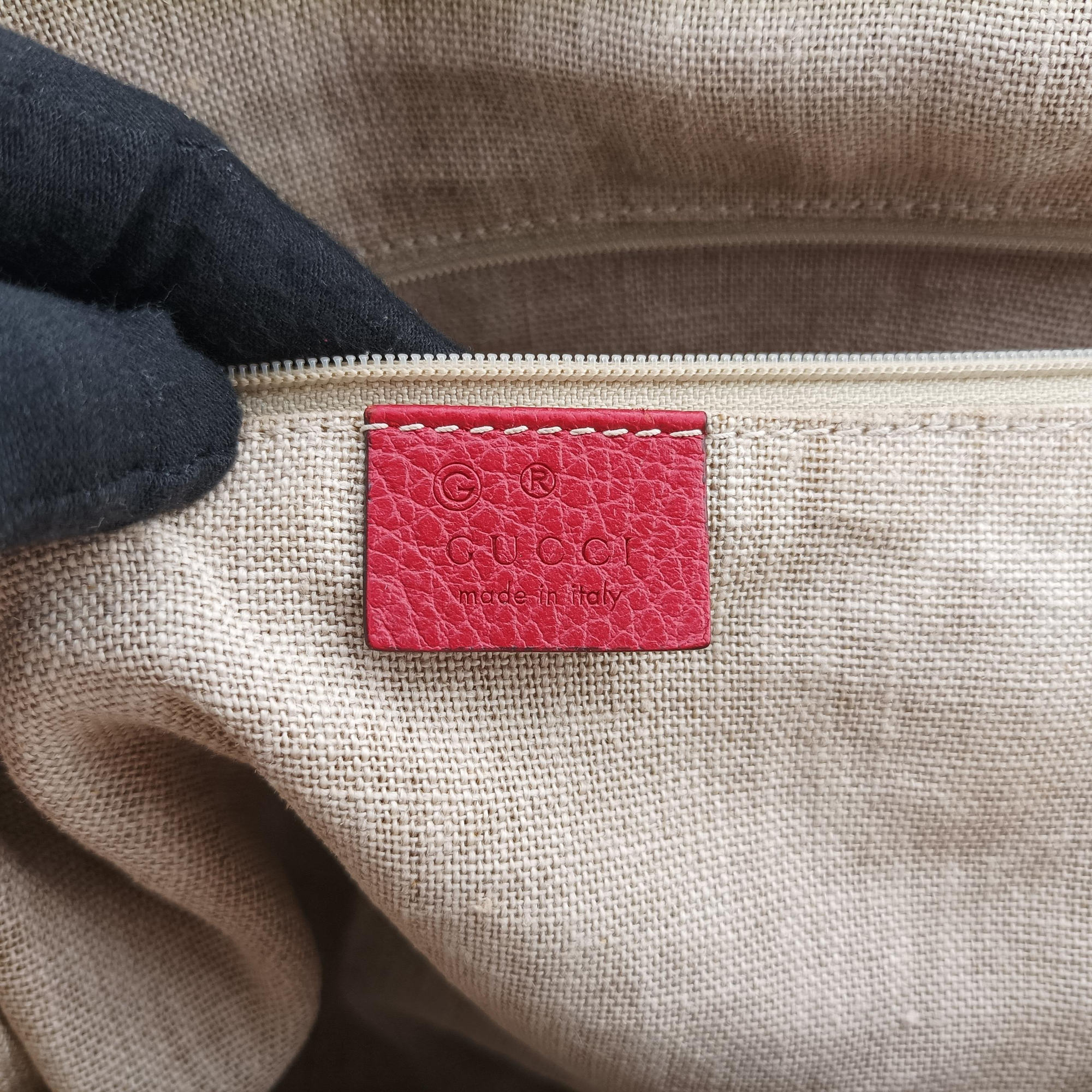 Vintage Gucci Guccissima Bree beige×red Canvas×Leather 449243 handbag | stylenewstar