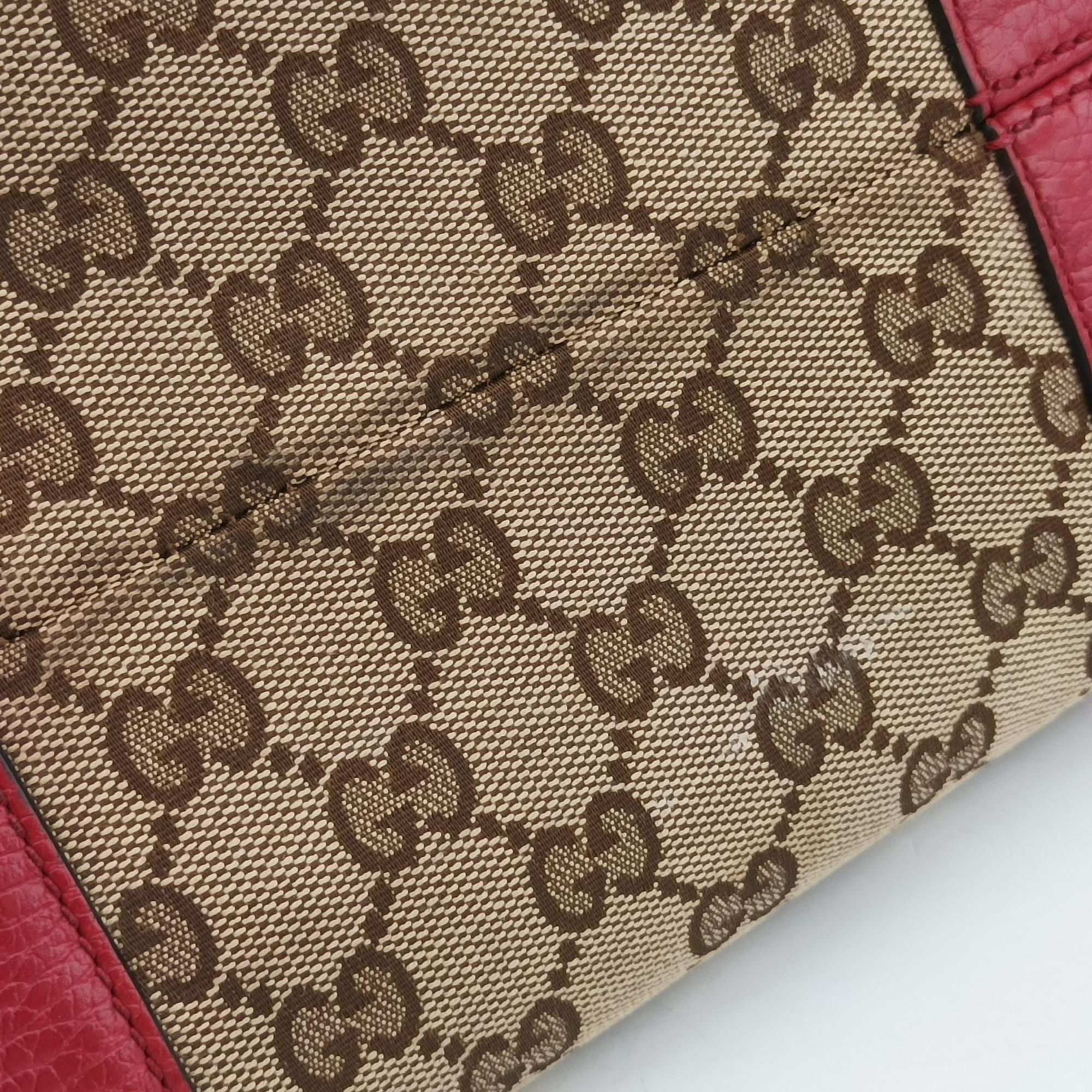 Vintage Gucci Guccissima Bree beige×red Canvas×Leather 449243 handbag | stylenewstar