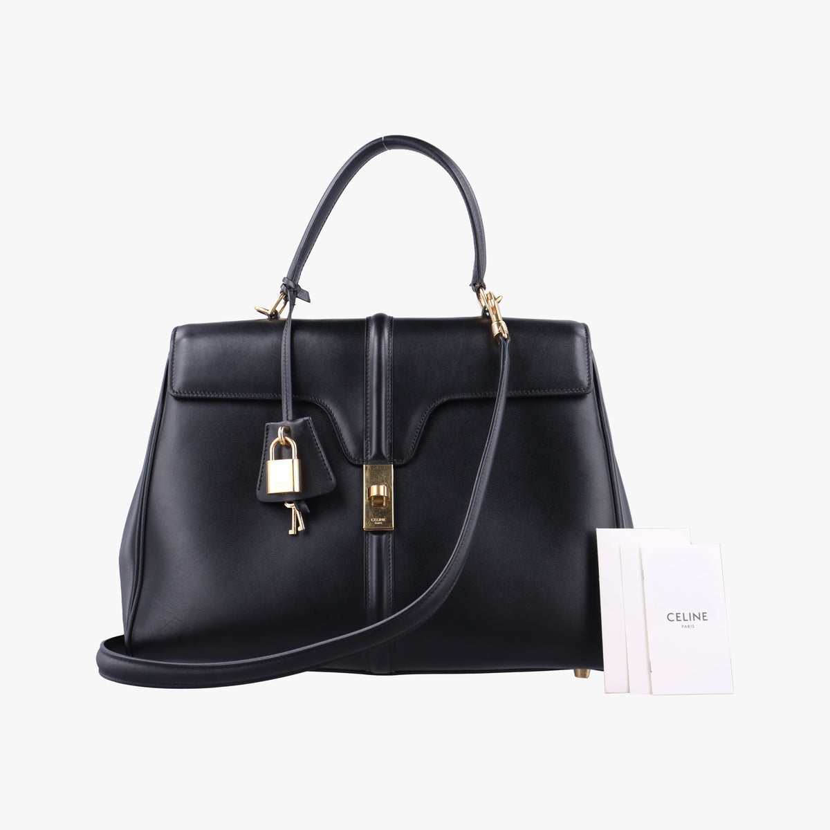 Pre-owned Celine 16 Bag Black Calfskin  shoulderbag | stylenewstar