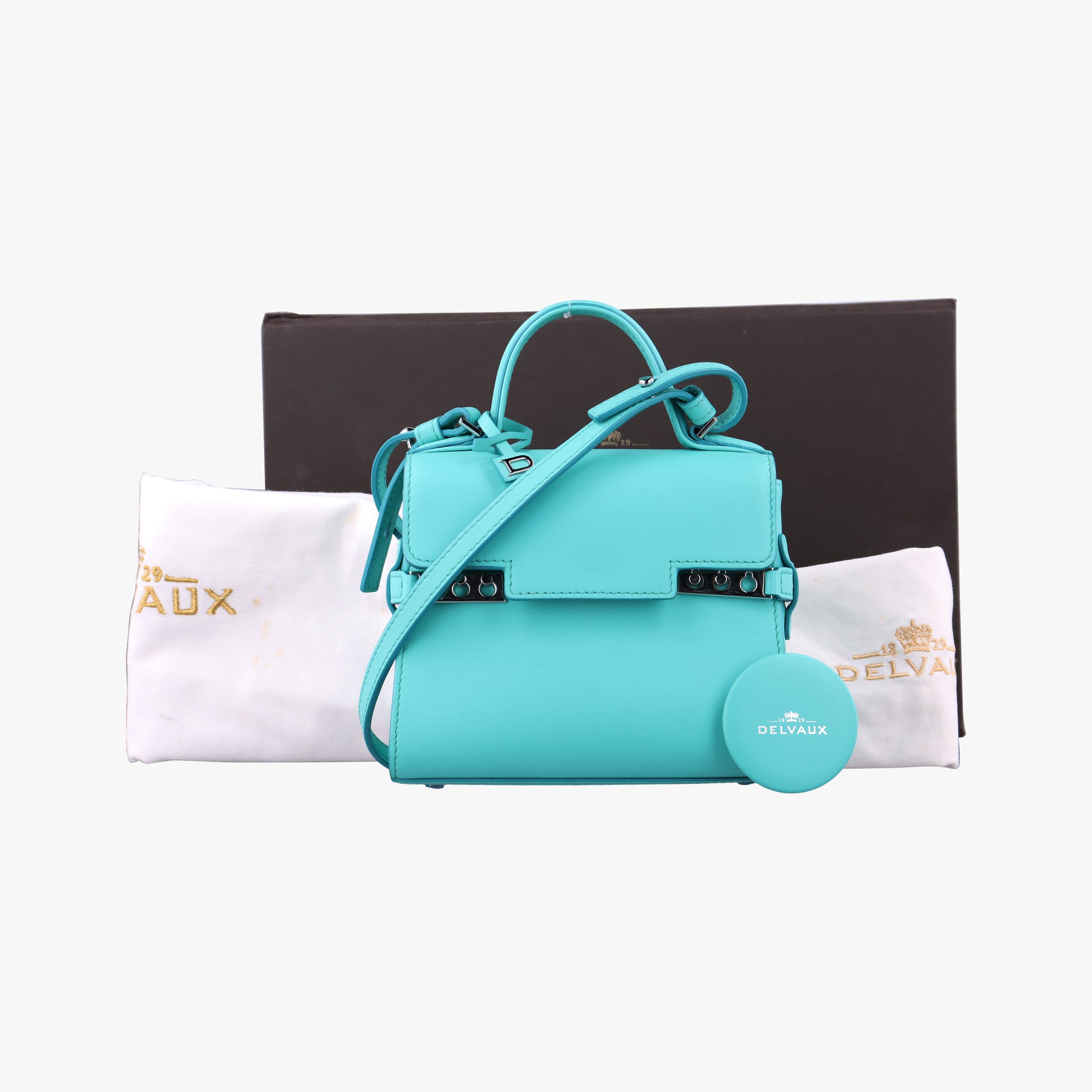 Pre-owned Delvaux Tan pete Blue Leather  shoulderbag | stylenewstar