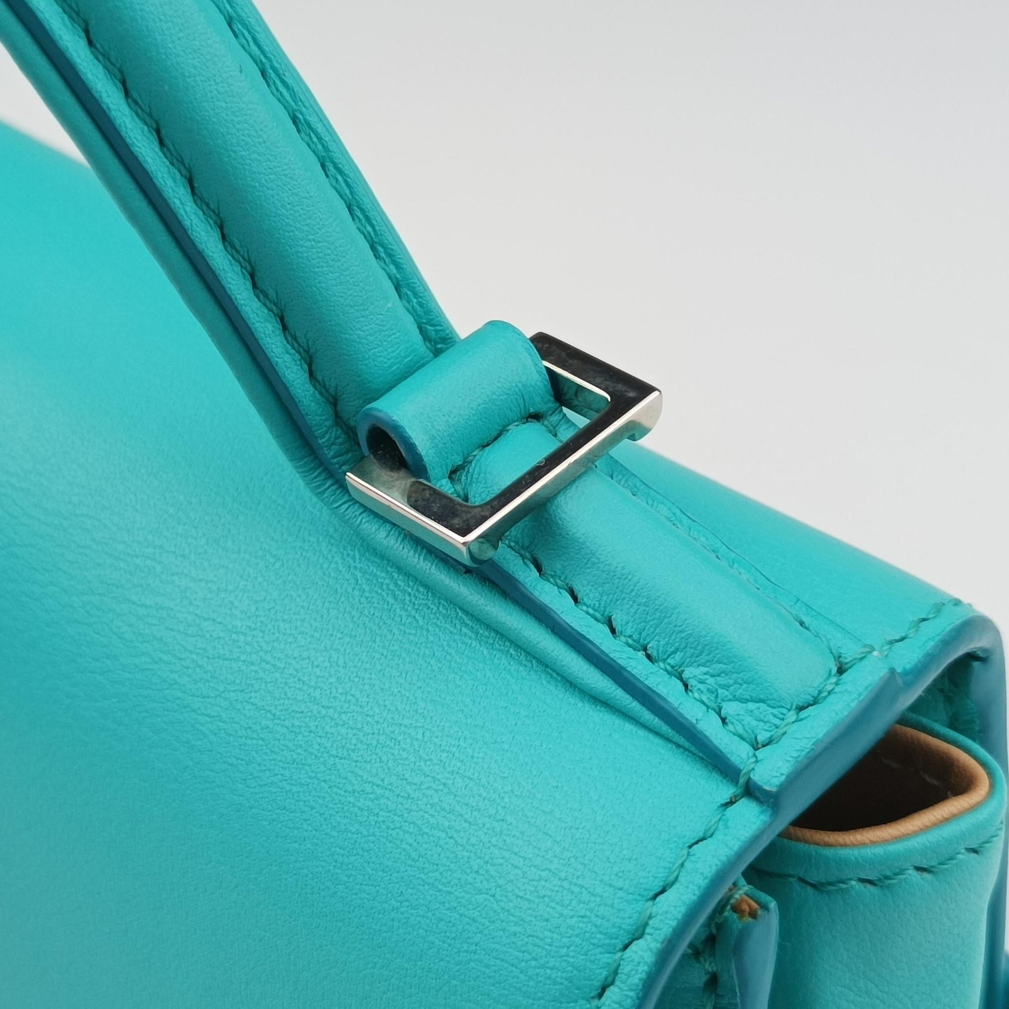 Pre-owned Delvaux Tan pete Blue Leather  shoulderbag | stylenewstar