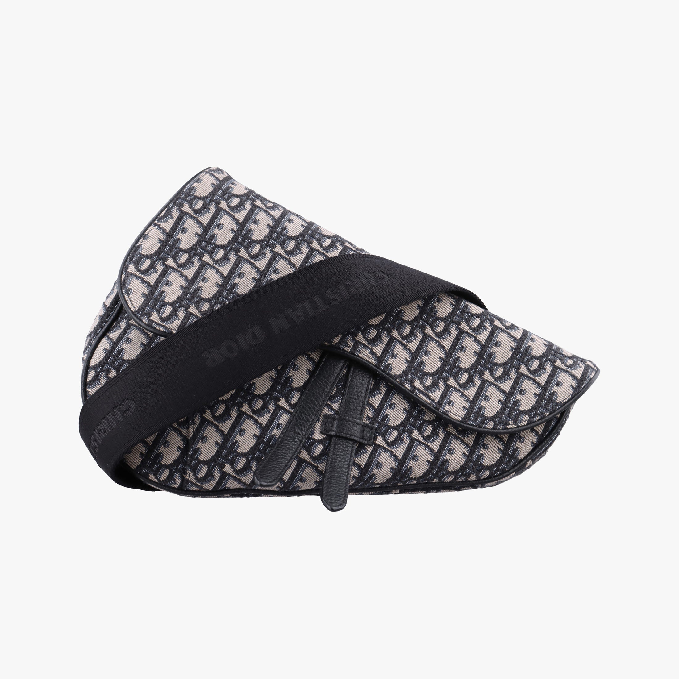 Vintage Christian Dior Saddlebags Gray×Navy Jacquard×Leather  crossbodybag | stylenewstar