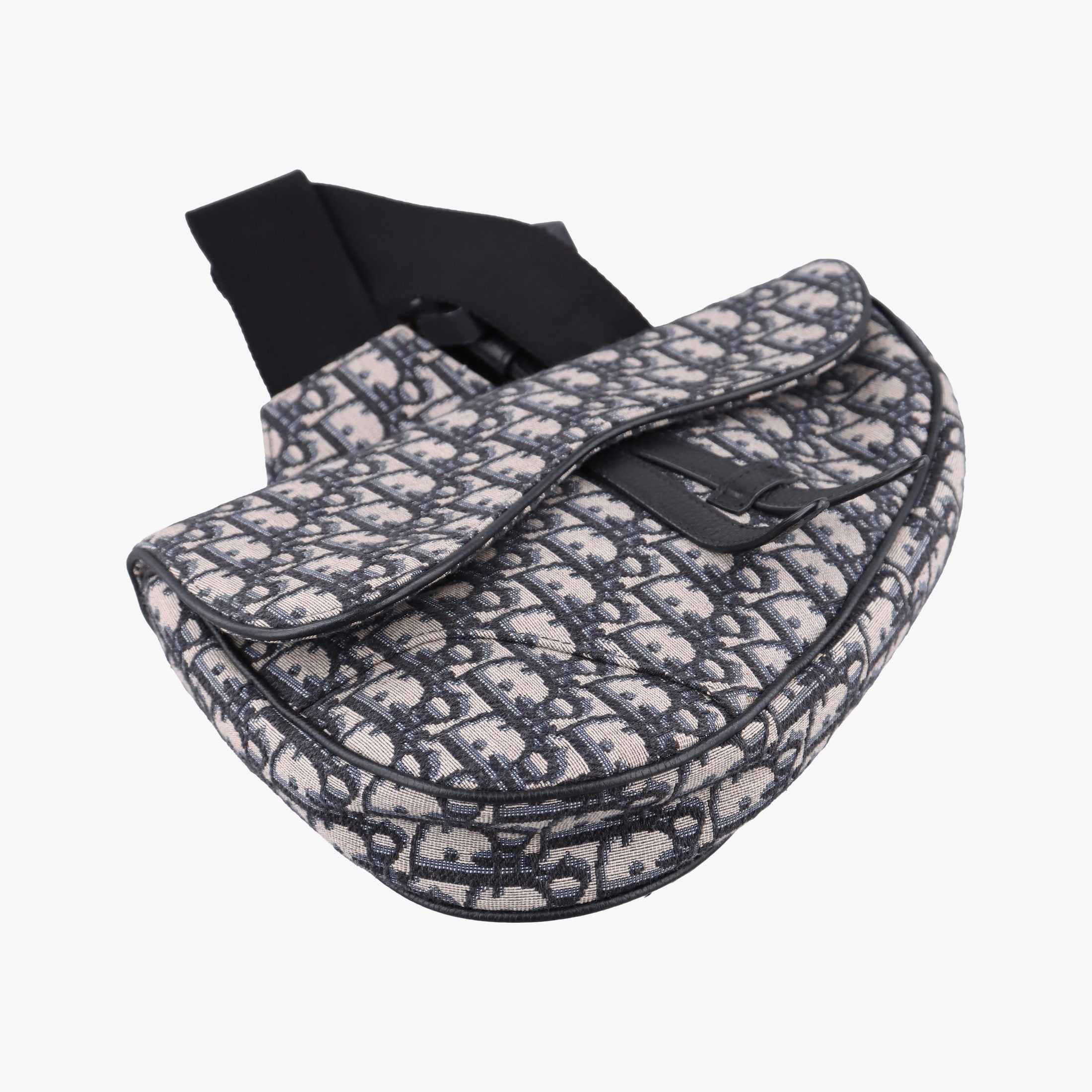 Vintage Christian Dior Saddlebags Gray×Navy Jacquard×Leather  crossbodybag | stylenewstar