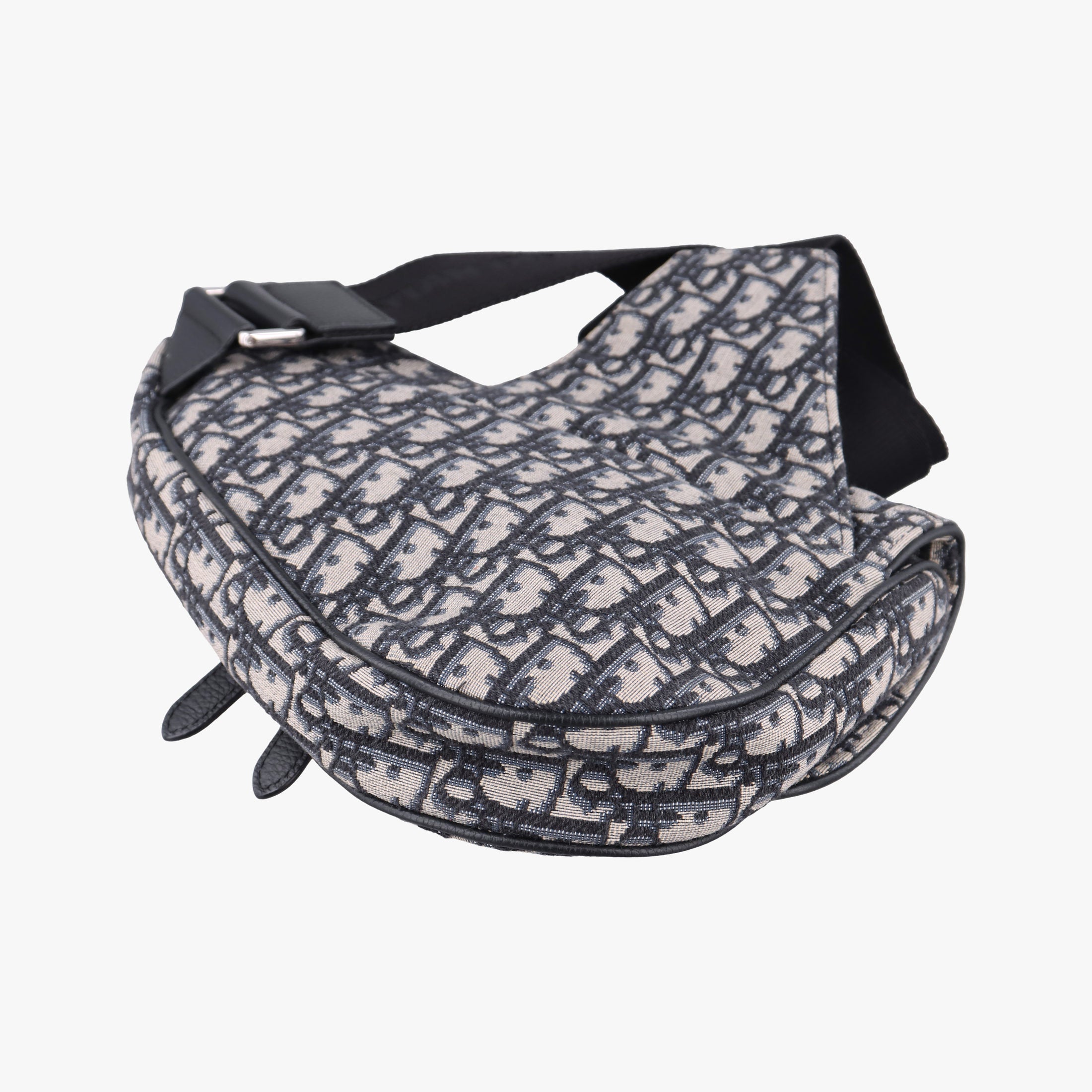 Vintage Christian Dior Saddlebags Gray×Navy Jacquard×Leather  crossbodybag | stylenewstar