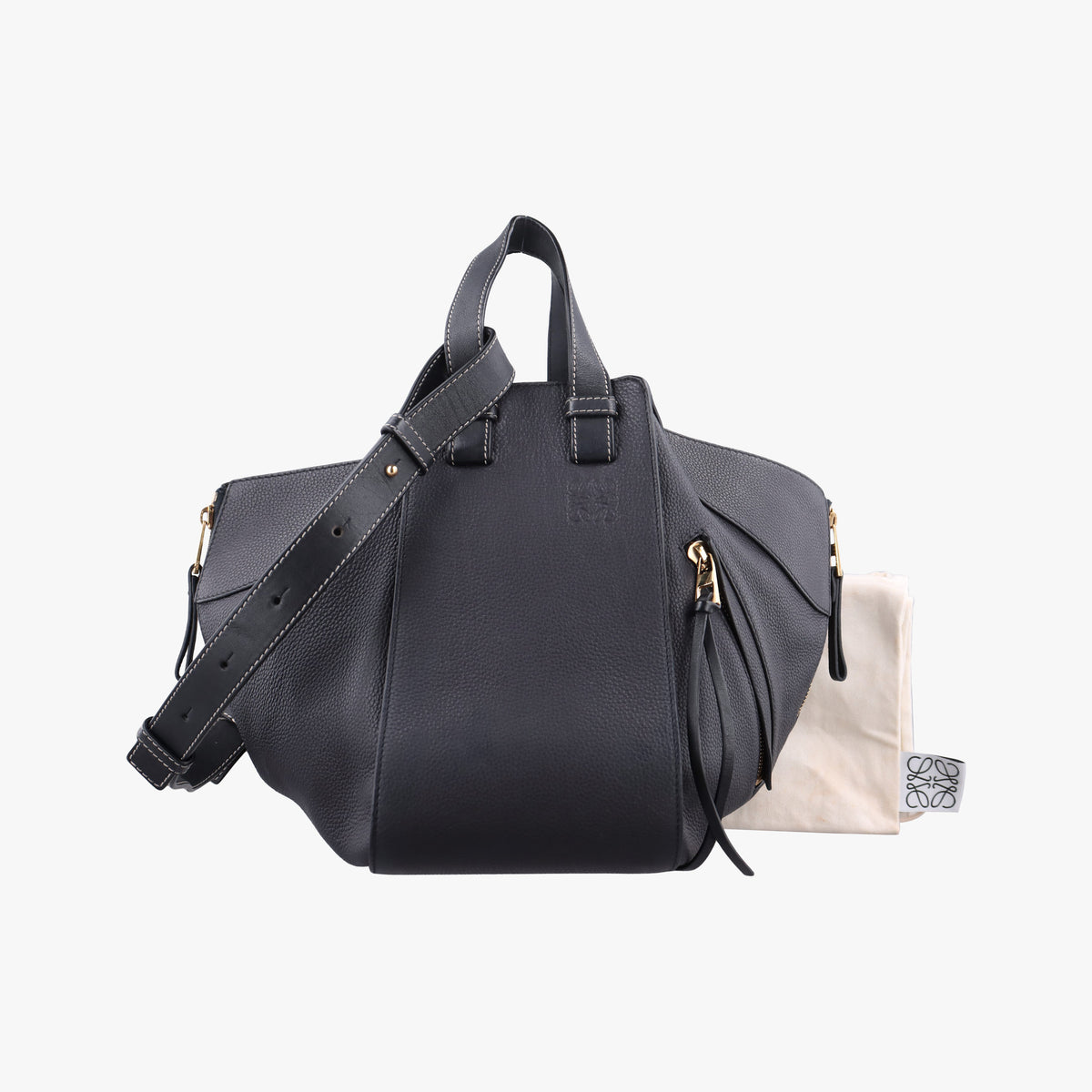 Pre-owned Loewe hammock Black leather  shoulderbag | stylenewstar