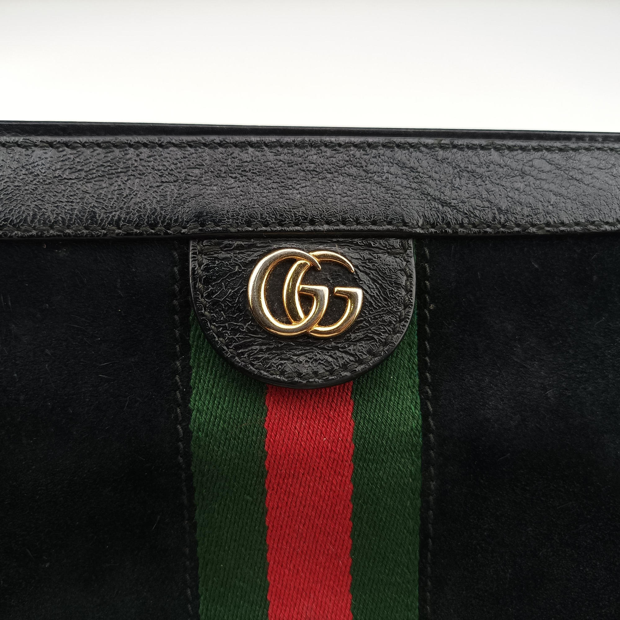 Pre-owned Gucci Ophidia Black Suede×leather 503877 shoulderbag | stylenewstar