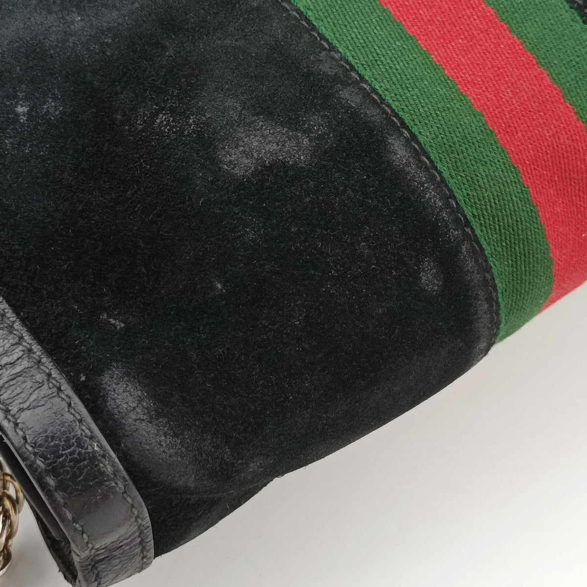 Pre-owned Gucci Ophidia Black Suede×leather 503877 shoulderbag | stylenewstar