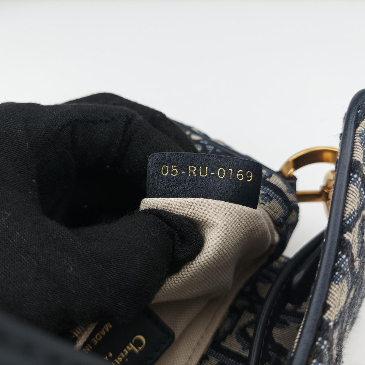 Secondhand Christian Dior Saddle Navy×grey Jacquard × Leather  shoulderbag | stylenewstar