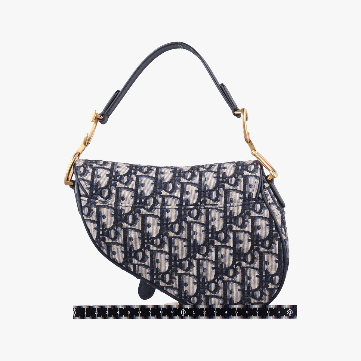 Secondhand Christian Dior Saddle Navy×grey Jacquard × Leather  shoulderbag | stylenewstar