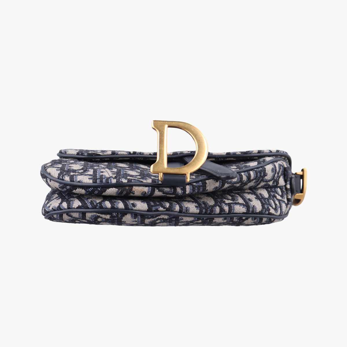 Secondhand Christian Dior Saddle Navy×grey Jacquard × Leather  shoulderbag | stylenewstar