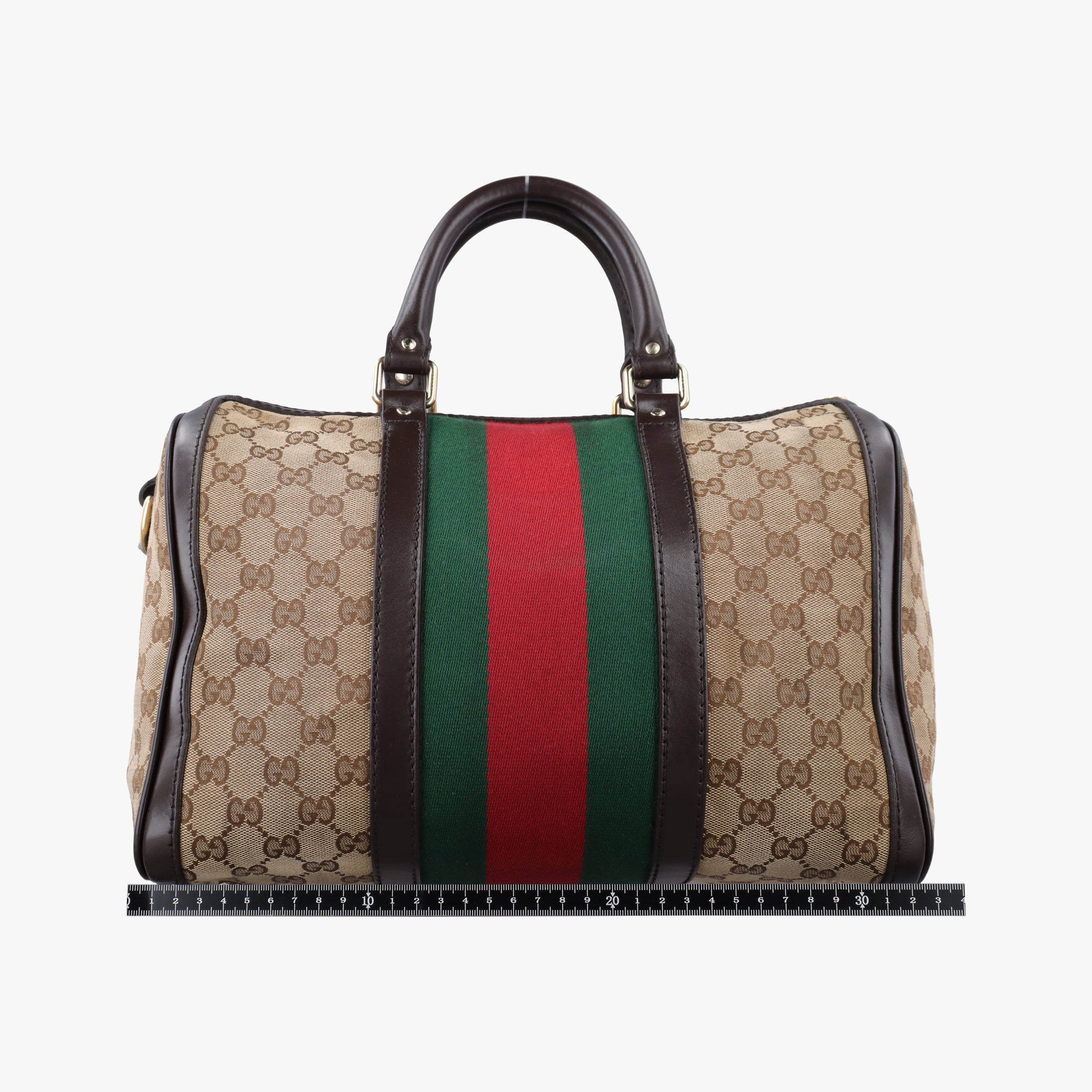 Pre-owned Gucci Sherry Line Beige×green×red Canvas×Leather 247205 shoulderbag | stylenewstar