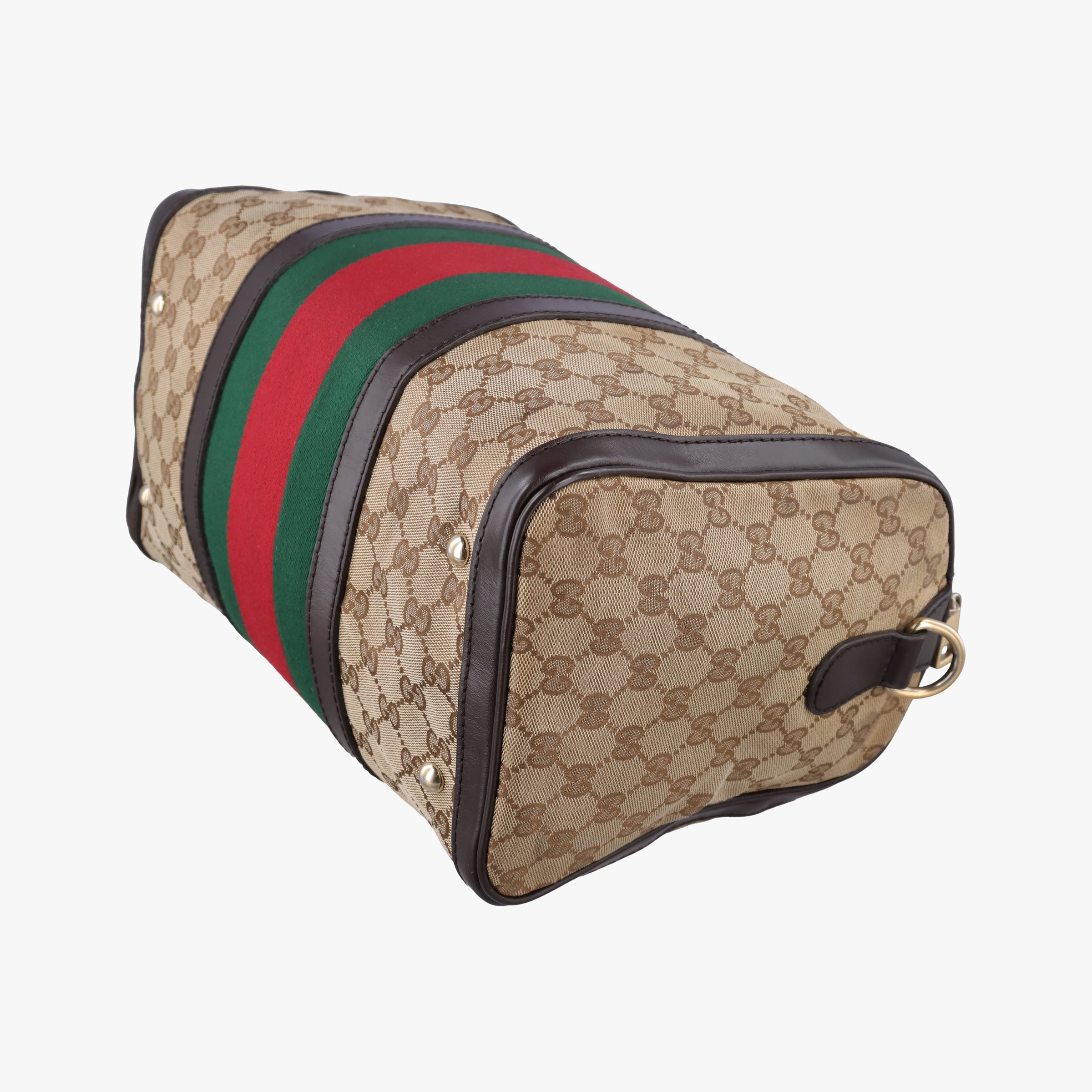 Pre-owned Gucci Sherry Line Beige×green×red Canvas×Leather 247205 shoulderbag | stylenewstar