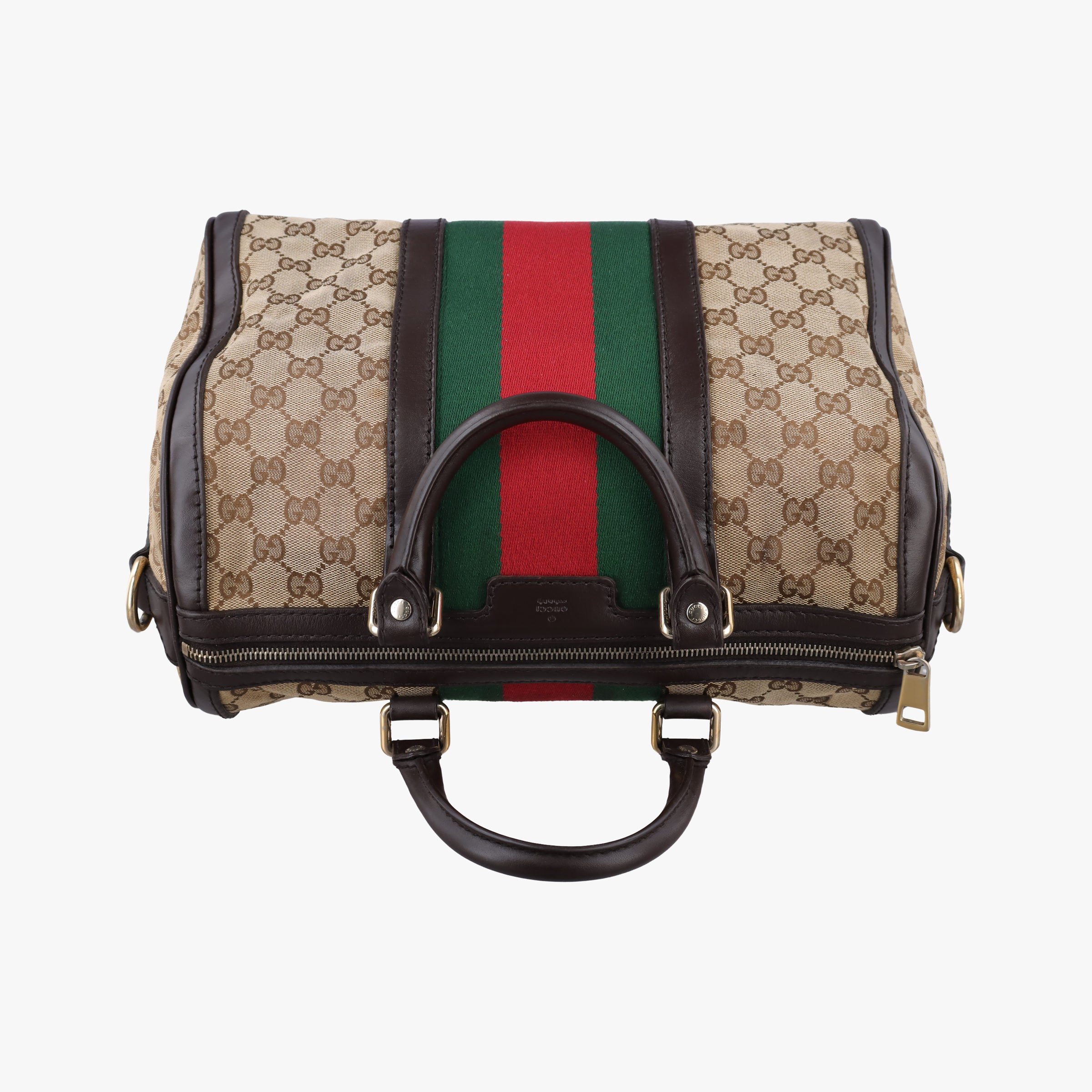 Pre-owned Gucci Sherry Line Beige×green×red Canvas×Leather 247205 shoulderbag | stylenewstar