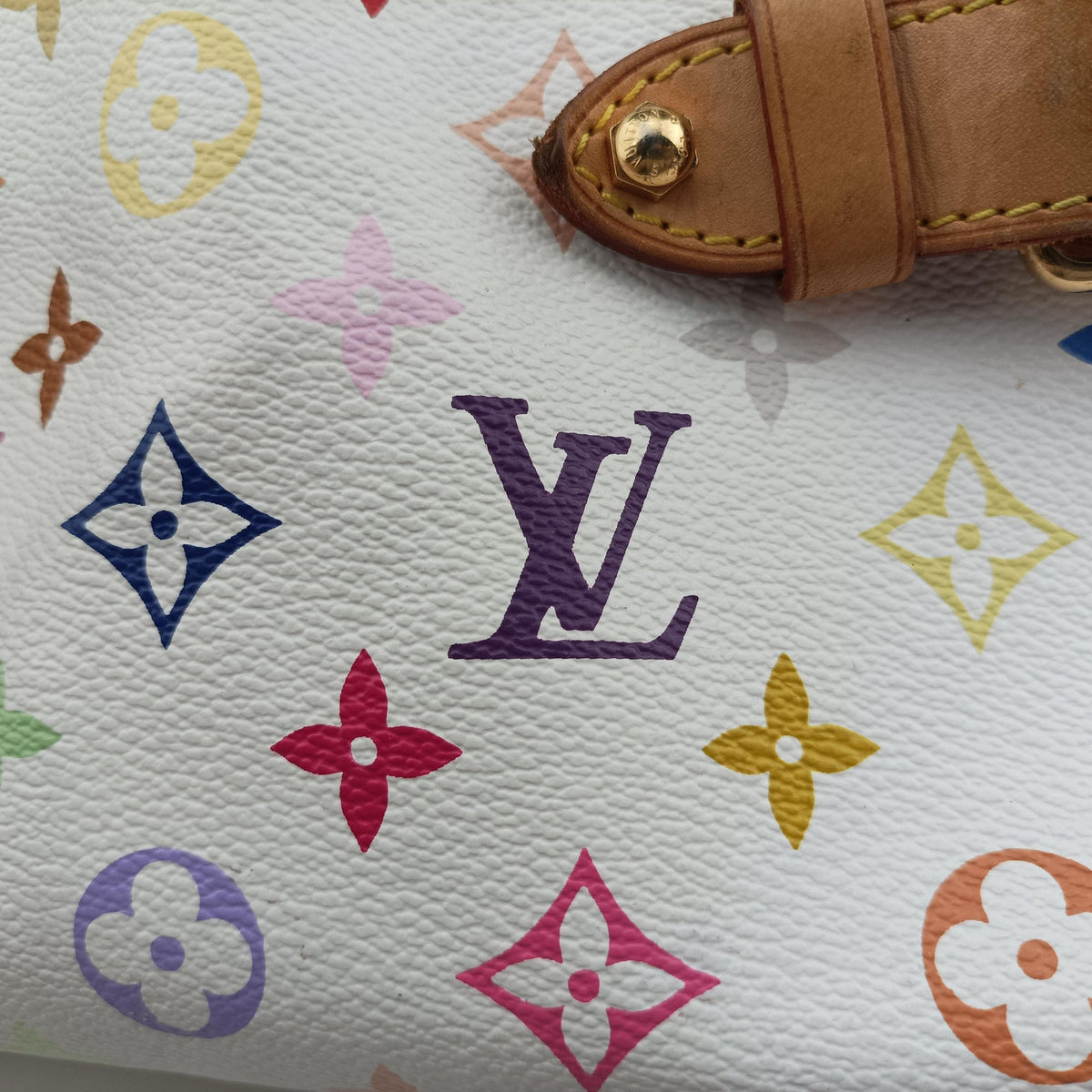 Pre-owned Louis Vuitton CLAUDIA white Monogram Multicolor M40193 shoulderbag | stylenewstar