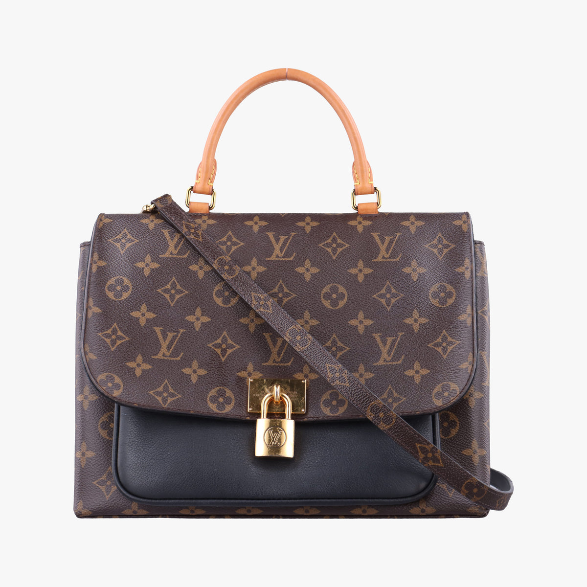 Pre-owned Louis Vuitton MARIGNAN brown×black Monogram Canvas×calf leather M44259 shoulderbag | stylenewstar