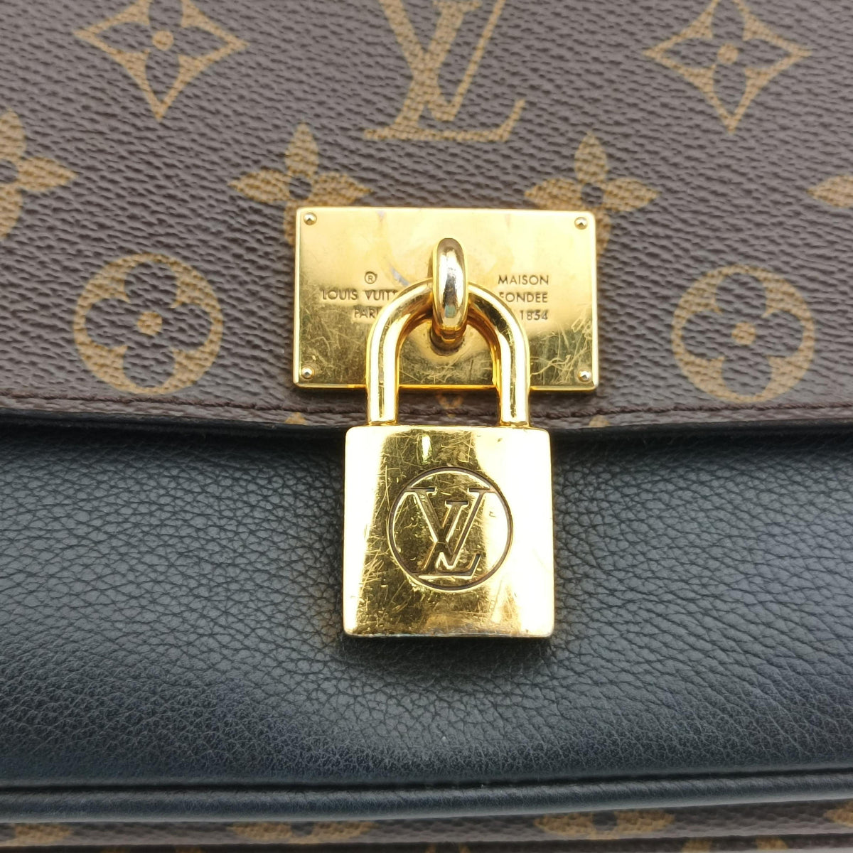 Pre-owned Louis Vuitton MARIGNAN brown×black Monogram Canvas×calf leather M44259 shoulderbag | stylenewstar