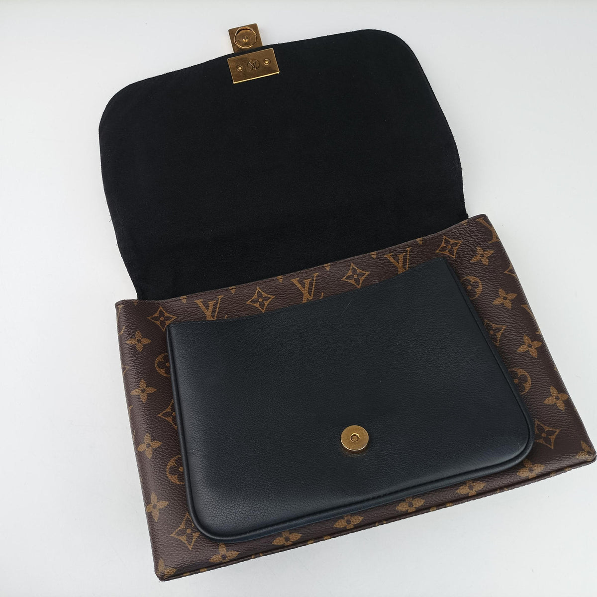 Pre-owned Louis Vuitton MARIGNAN brown×black Monogram Canvas×calf leather M44259 shoulderbag | stylenewstar