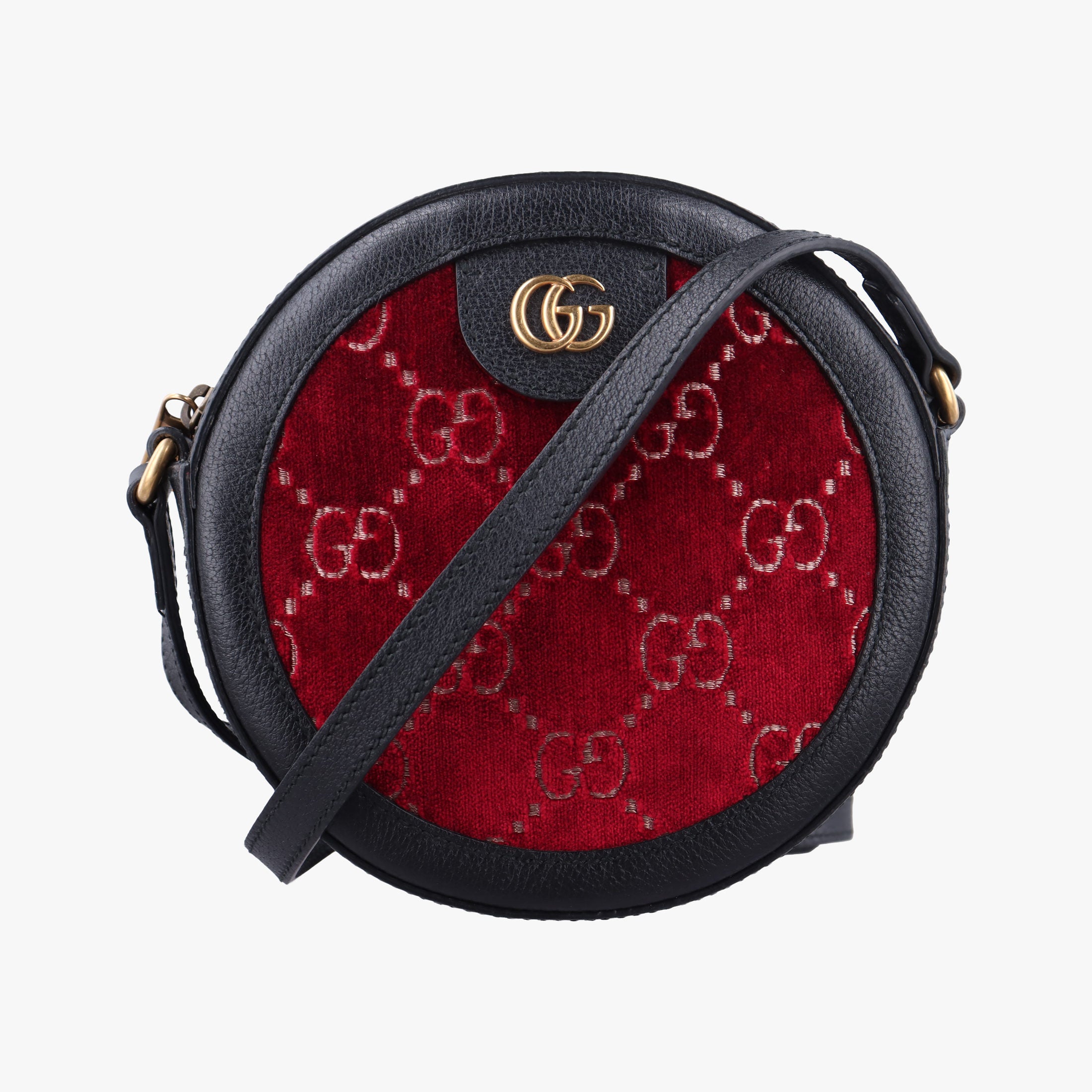 Pre-owned Gucci Ophidia Red×black Velour×leather 574978 shoulderbag | stylenewstar