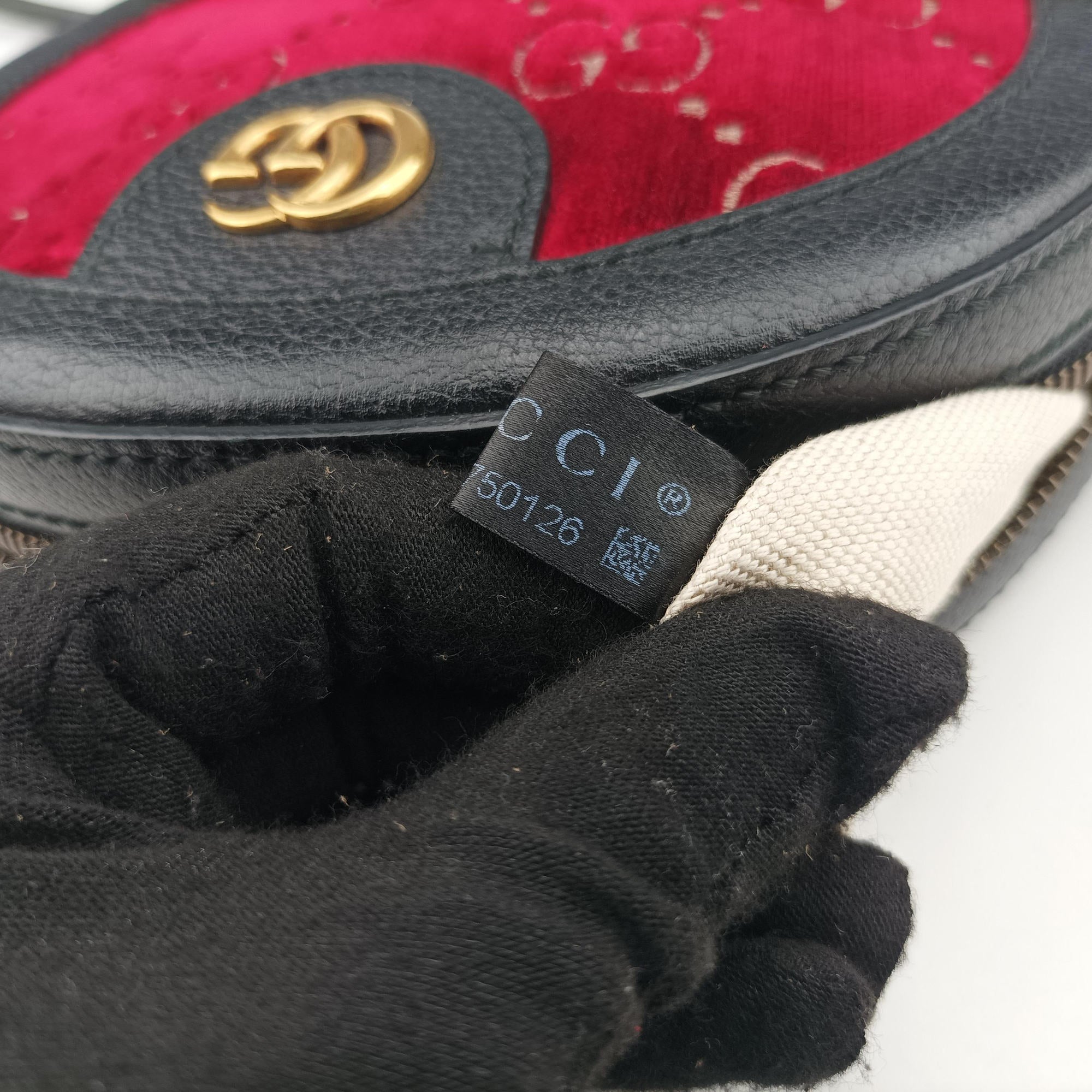 Pre-owned Gucci Ophidia Red×black Velour×leather 574978 shoulderbag | stylenewstar