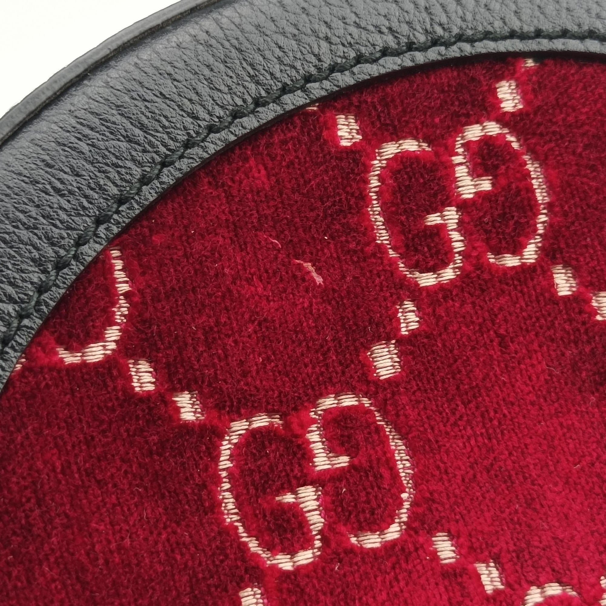 Pre-owned Gucci Ophidia Red×black Velour×leather 574978 shoulderbag | stylenewstar