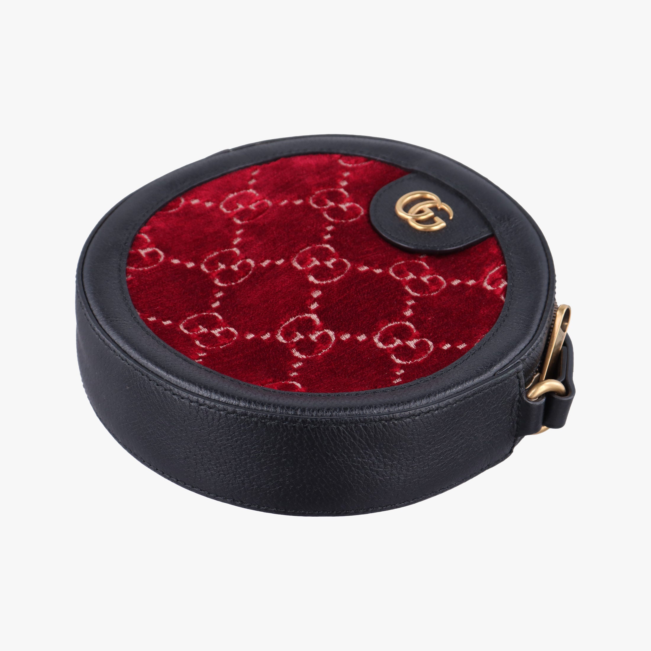 Pre-owned Gucci Ophidia Red×black Velour×leather 574978 shoulderbag | stylenewstar