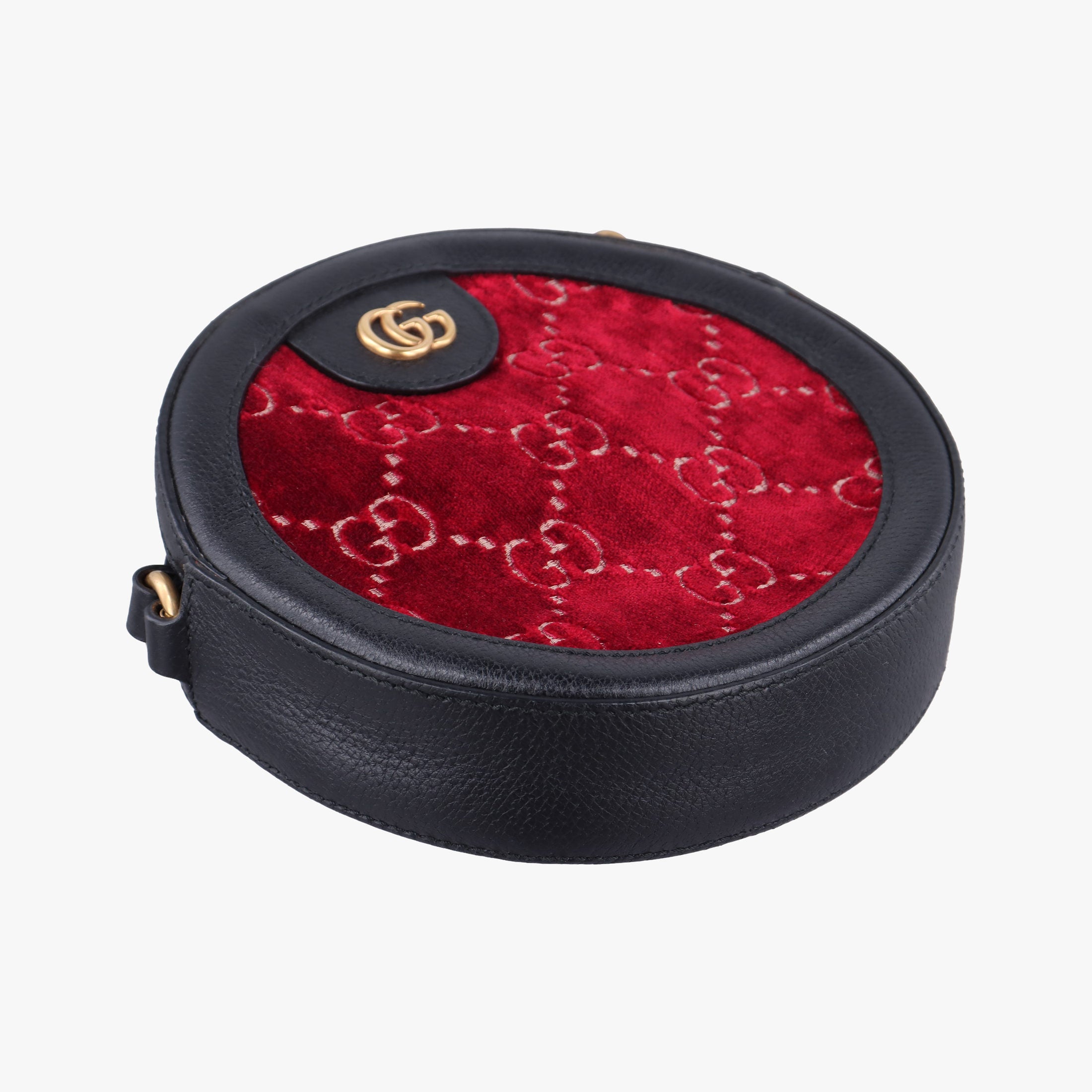 Pre-owned Gucci Ophidia Red×black Velour×leather 574978 shoulderbag | stylenewstar