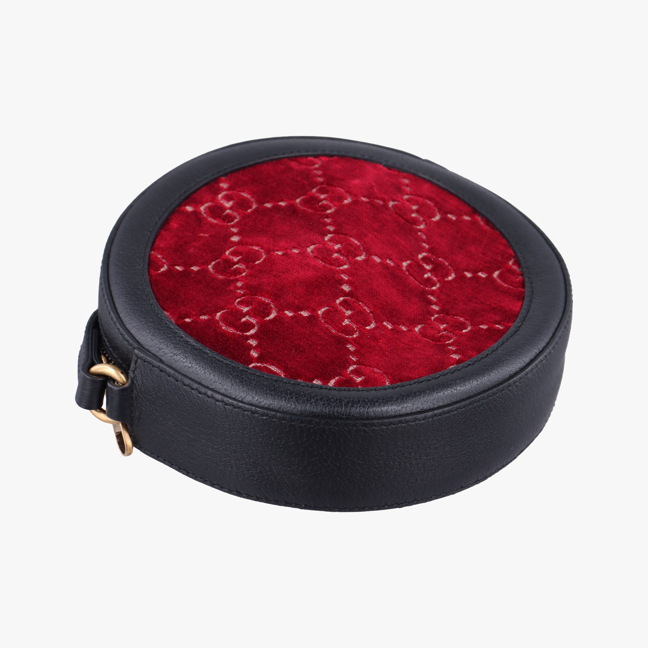 Pre-owned Gucci Ophidia Red×black Velour×leather 574978 shoulderbag | stylenewstar