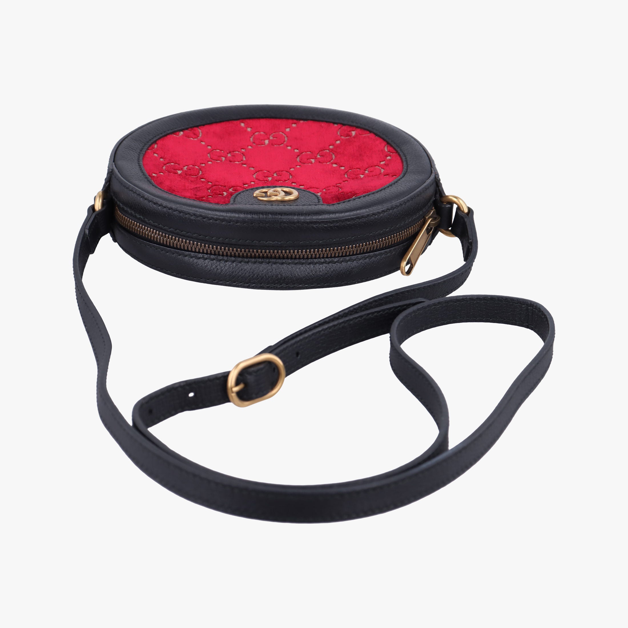 Pre-owned Gucci Ophidia Red×black Velour×leather 574978 shoulderbag | stylenewstar